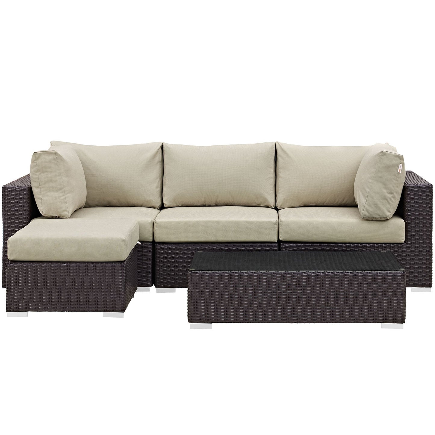 Convene 5 Piece Outdoor Patio Sectional Set Espresso