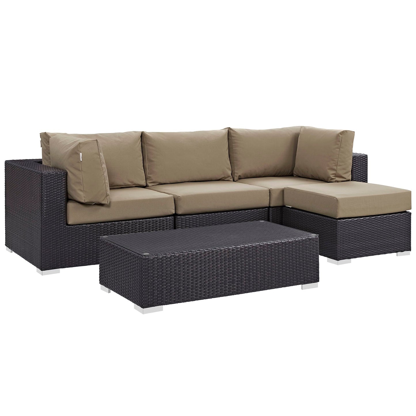 Convene 5 Piece Outdoor Patio Sectional Set Espresso