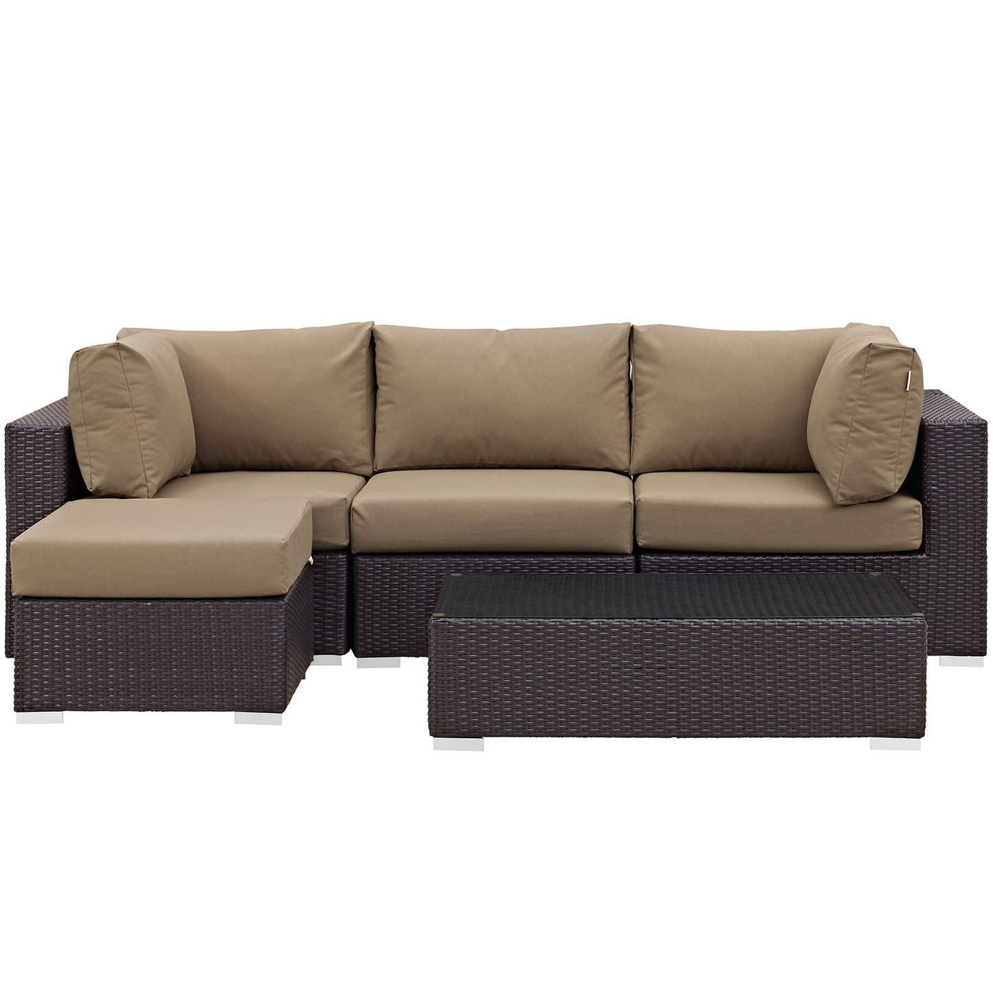 Convene 5 Piece Outdoor Patio Sectional Set Espresso