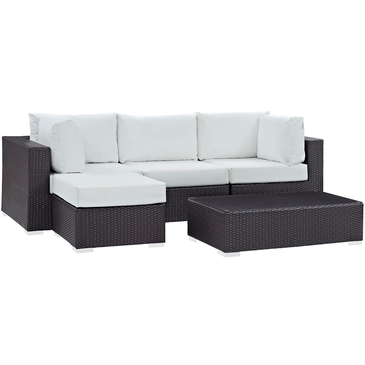 Convene 5 Piece Outdoor Patio Sectional Set Espresso
