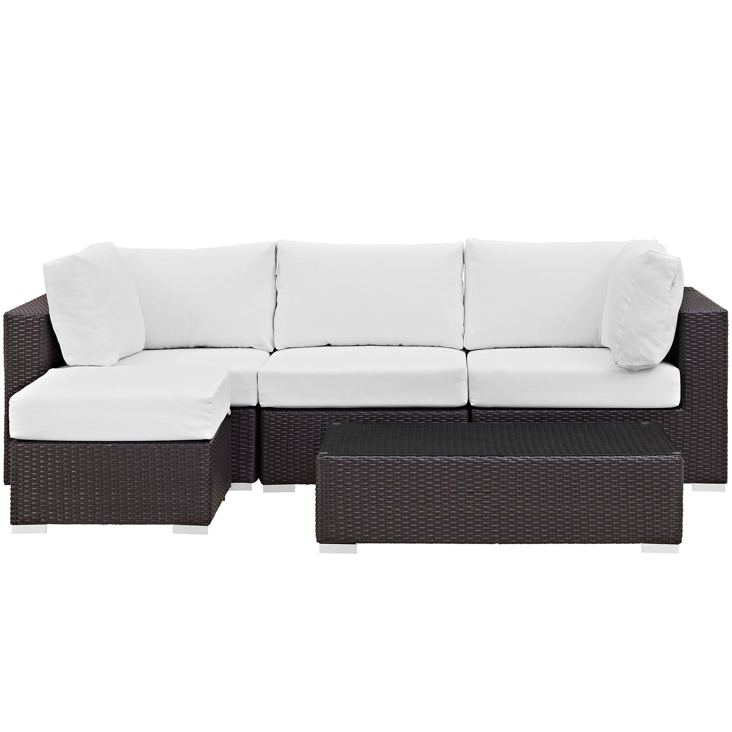 Convene 5 Piece Outdoor Patio Sectional Set Espresso