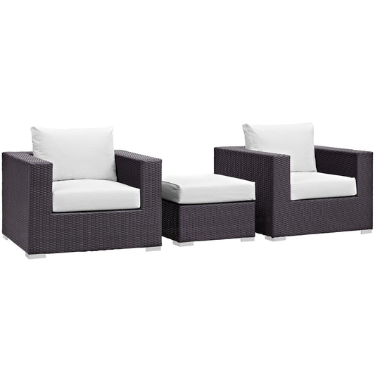 Convene 3 Piece Outdoor Patio Sofa Set Espresso