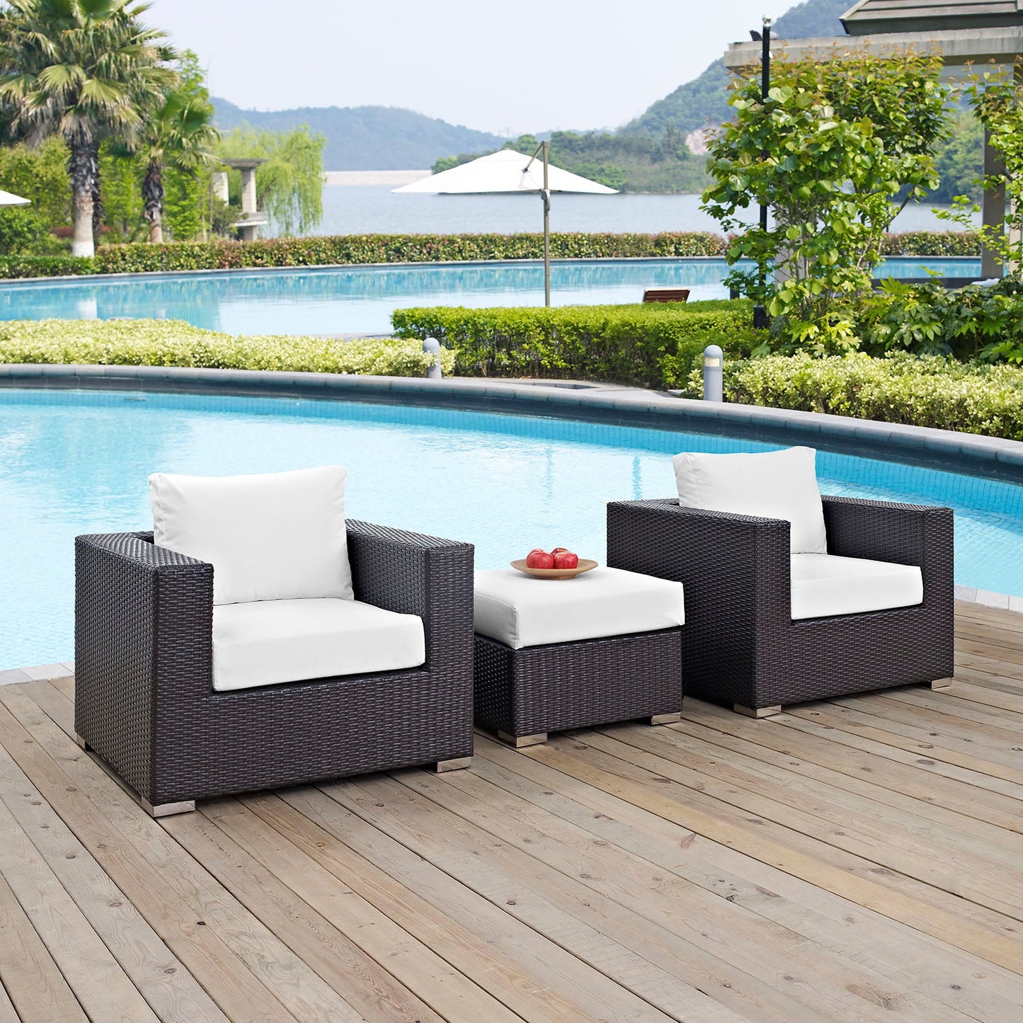 Convene 3 Piece Outdoor Patio Sofa Set Espresso