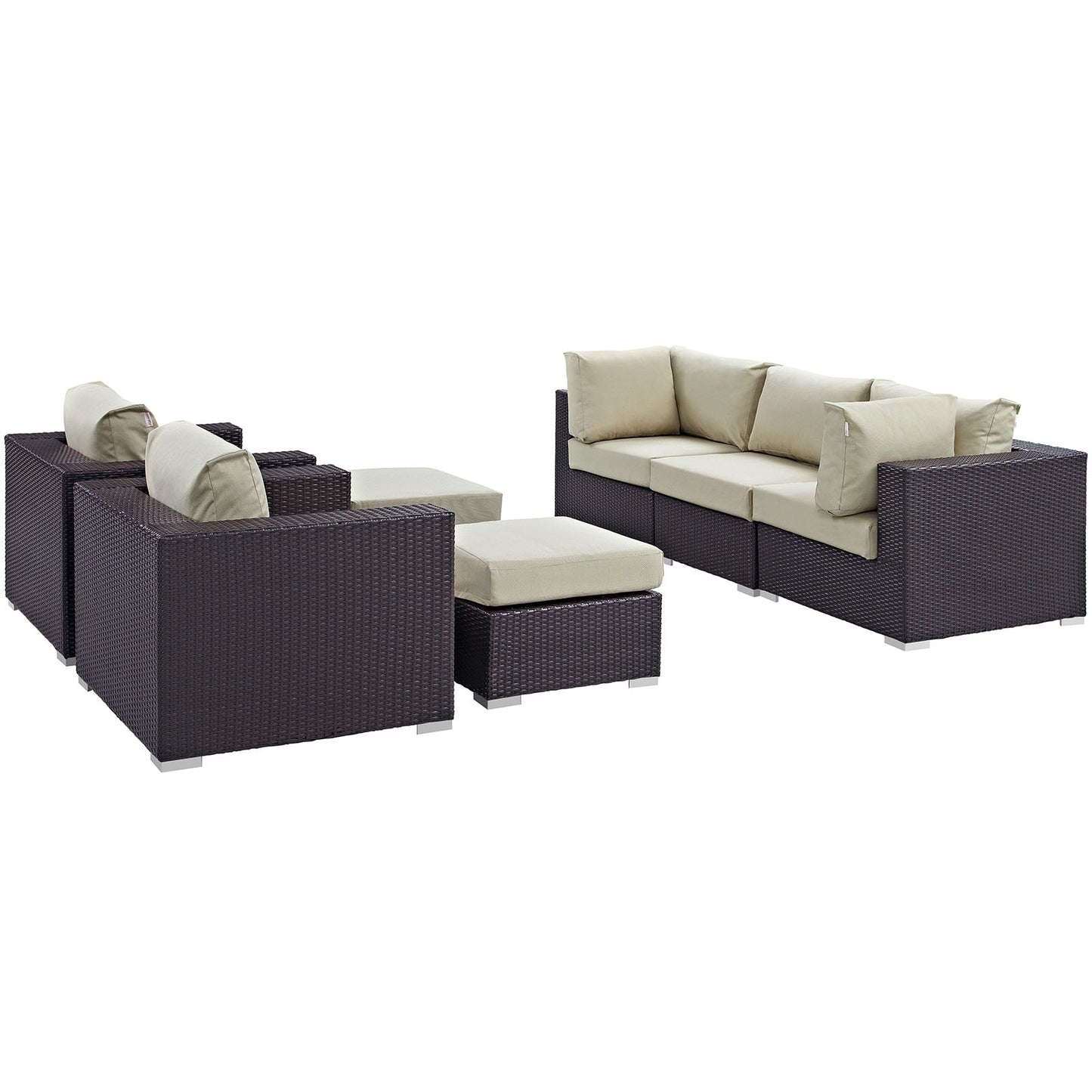 Convene 7 Piece Outdoor Patio Sectional Set Espresso