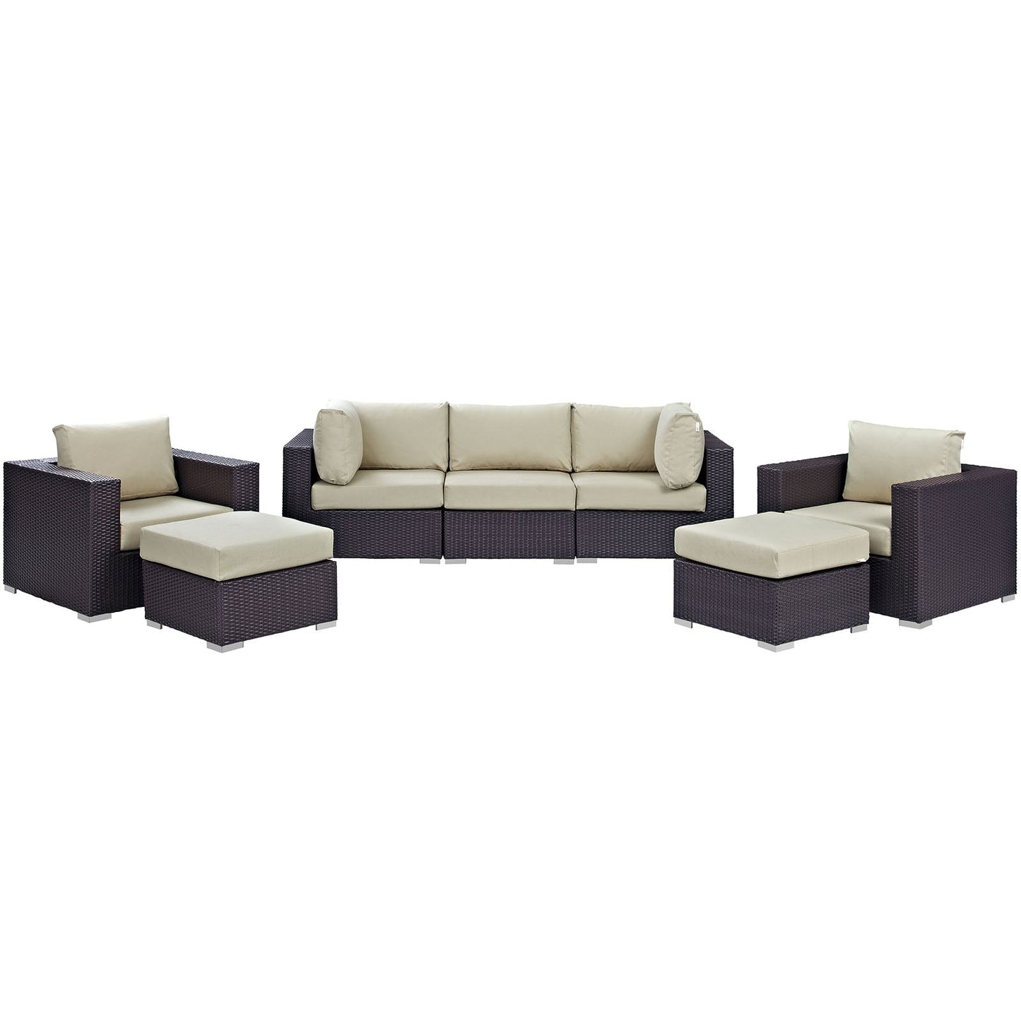 Convene 7 Piece Outdoor Patio Sectional Set Espresso