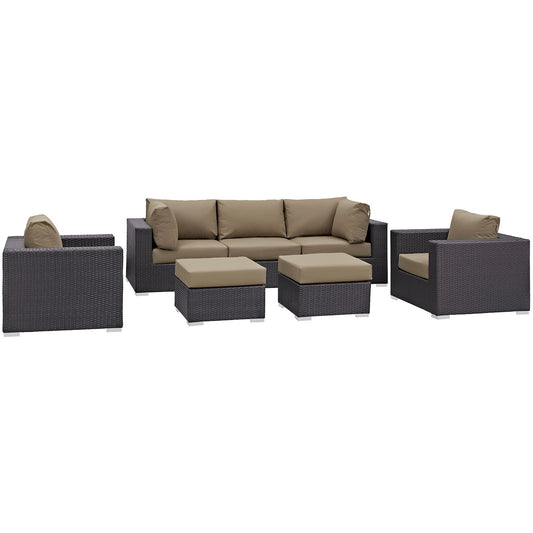 Convene 7 Piece Outdoor Patio Sectional Set Espresso