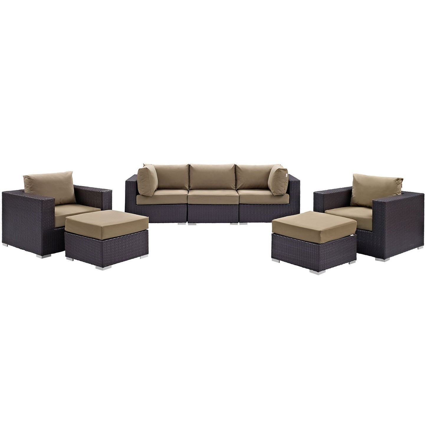 Convene 7 Piece Outdoor Patio Sectional Set Espresso