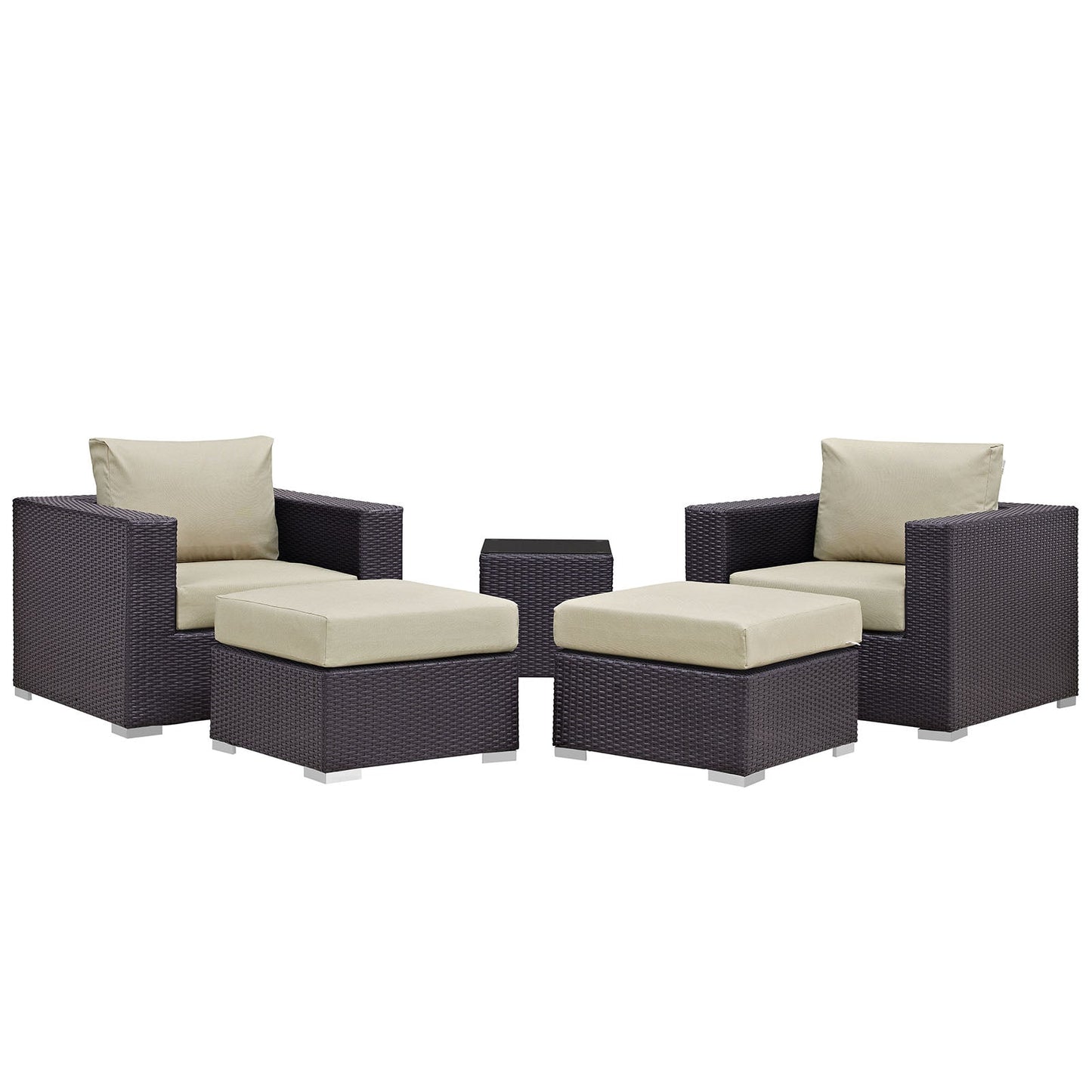 Convene 5 Piece Outdoor Patio Sectional Set Espresso