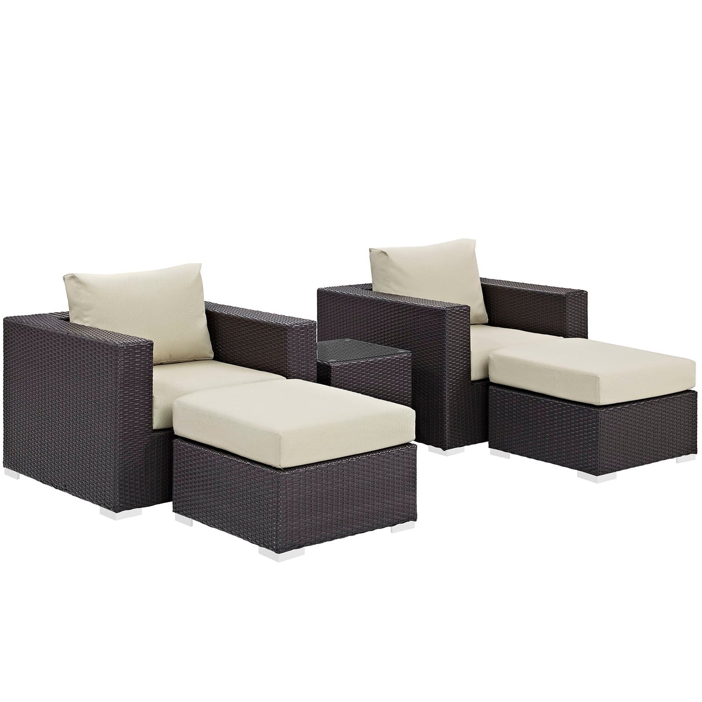 Convene 5 Piece Outdoor Patio Sectional Set Espresso