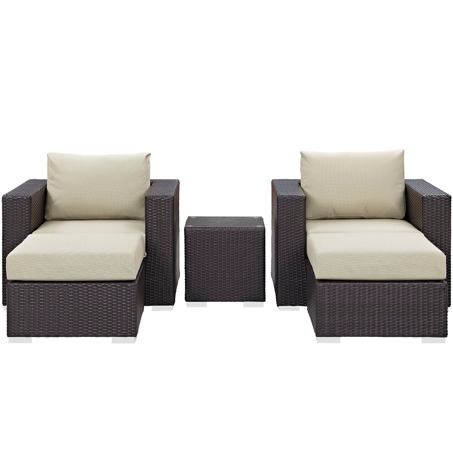 Convene 5 Piece Outdoor Patio Sectional Set Espresso