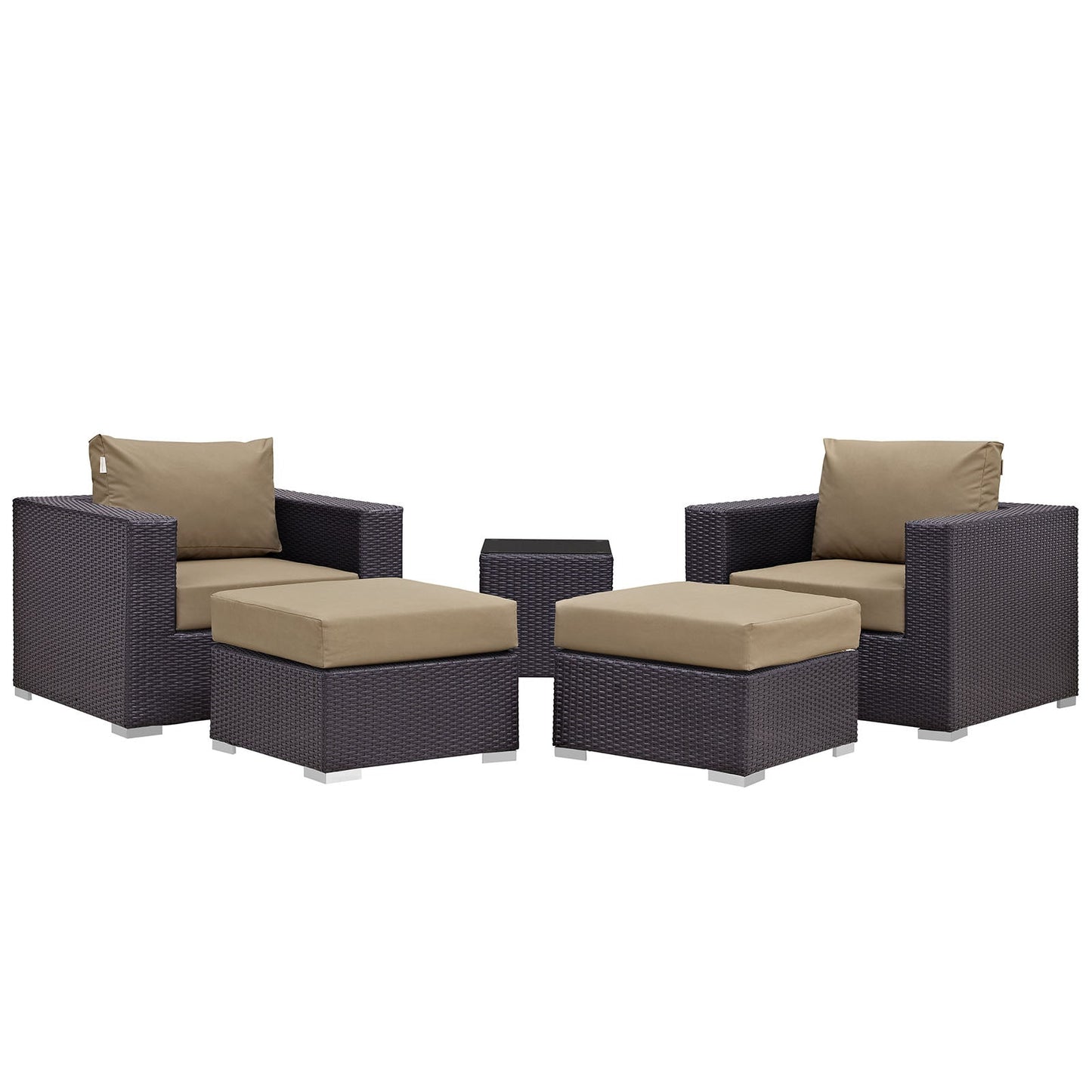 Convene 5 Piece Outdoor Patio Sectional Set Espresso