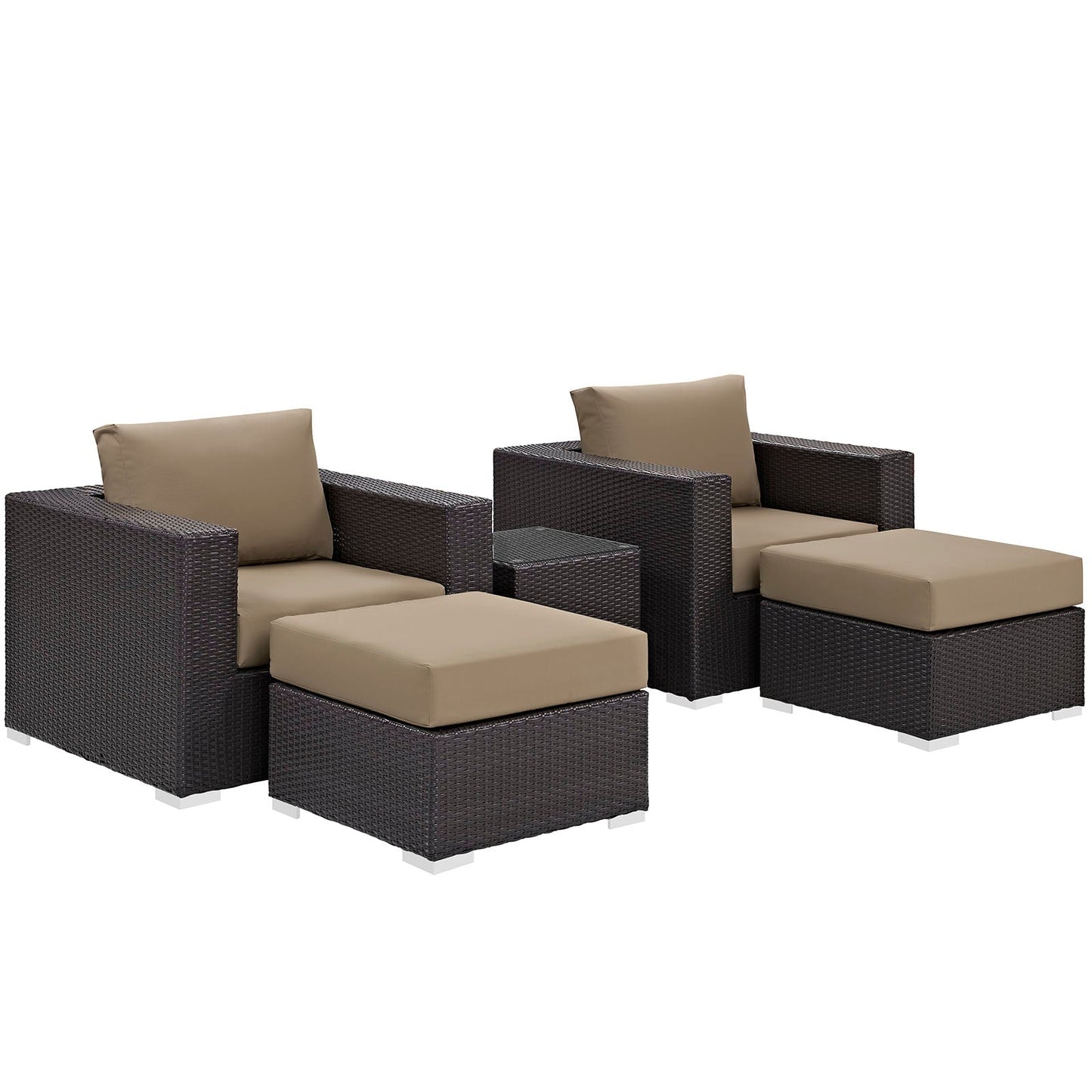 Convene 5 Piece Outdoor Patio Sectional Set Espresso