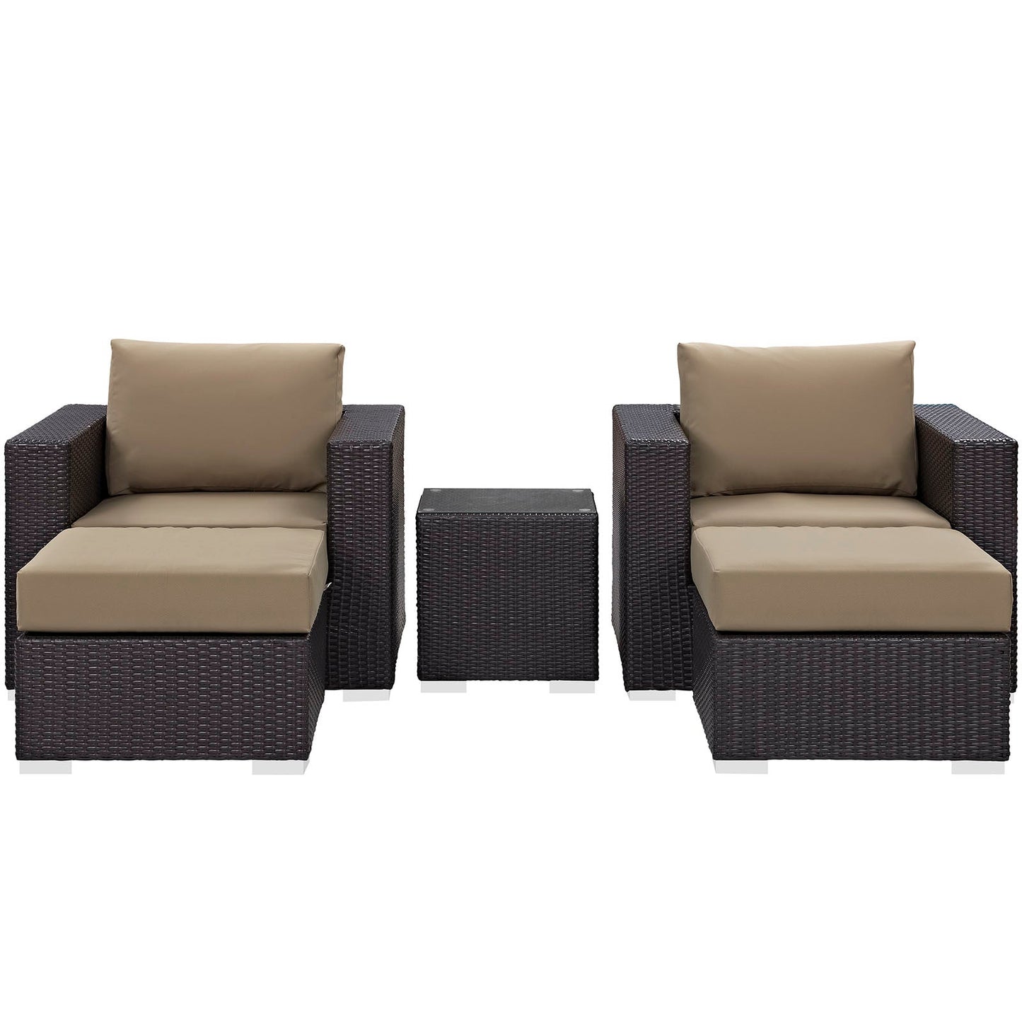 Convene 5 Piece Outdoor Patio Sectional Set Espresso