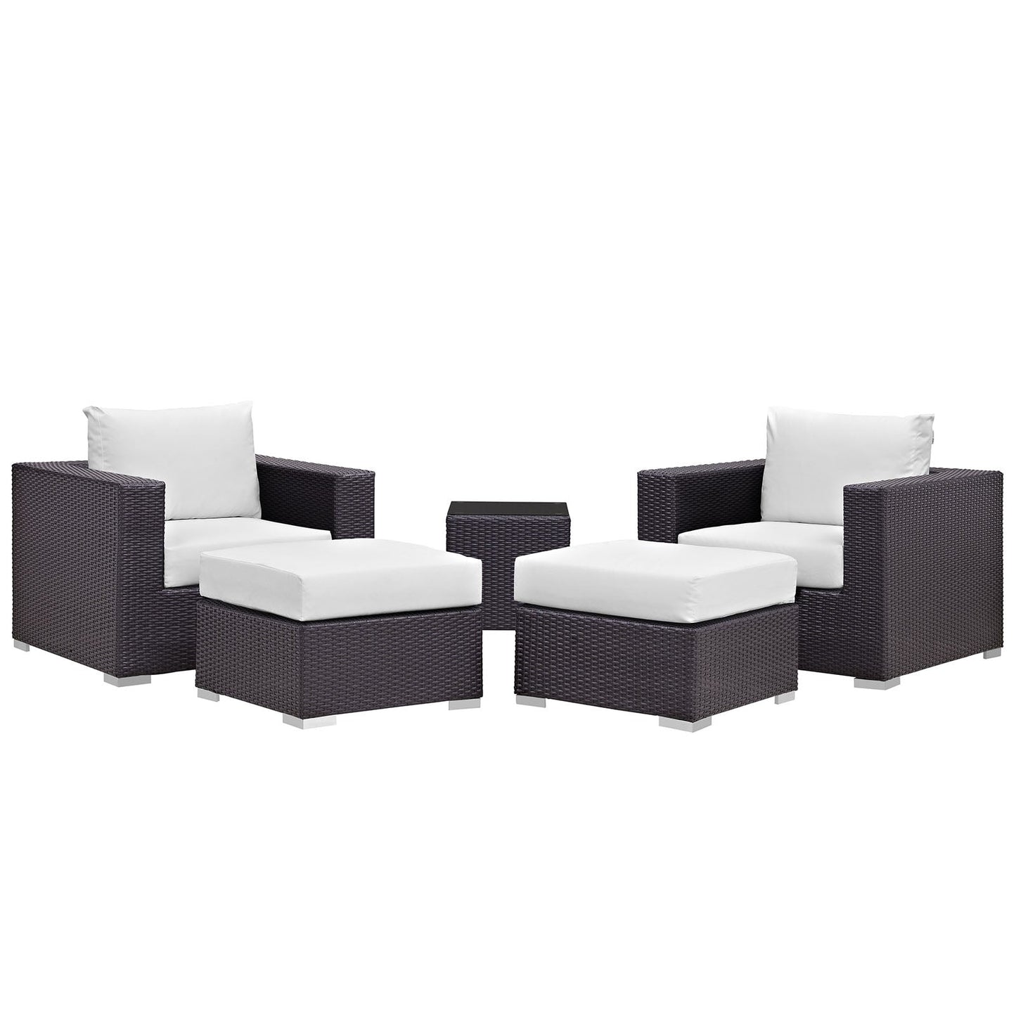 Convene 5 Piece Outdoor Patio Sectional Set Espresso