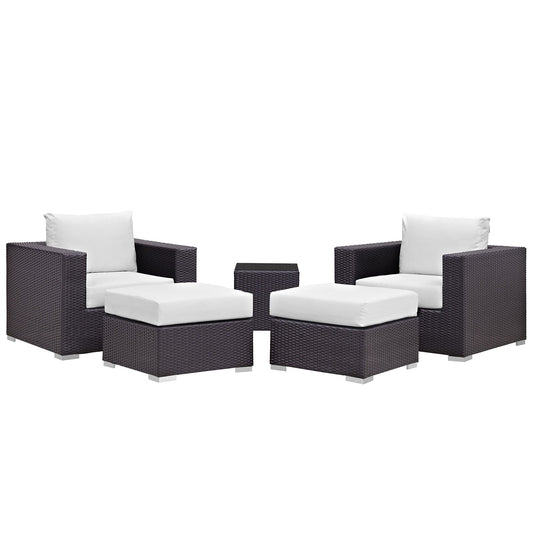 Convene 5 Piece Outdoor Patio Sectional Set Espresso