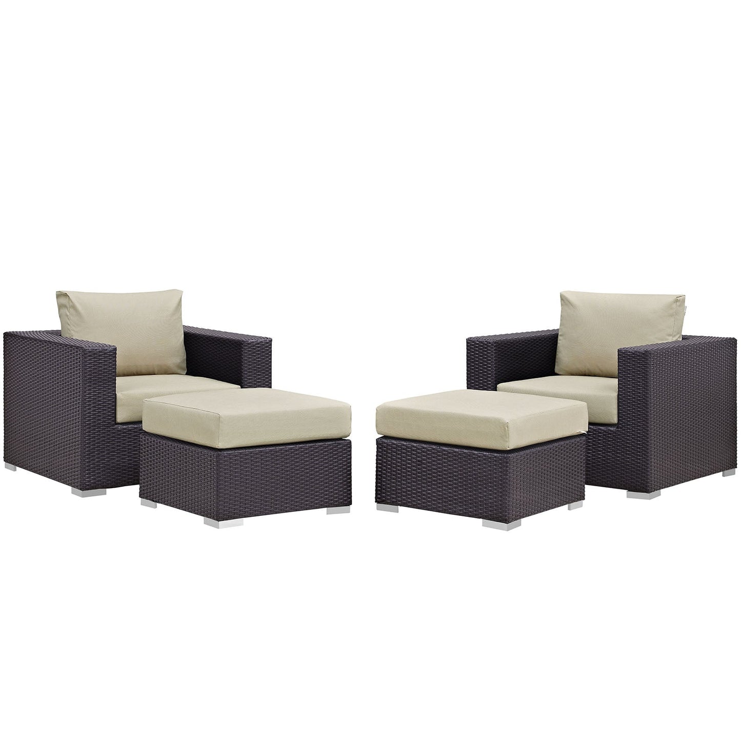 Convene 4 Piece Outdoor Patio Sectional Set Espresso