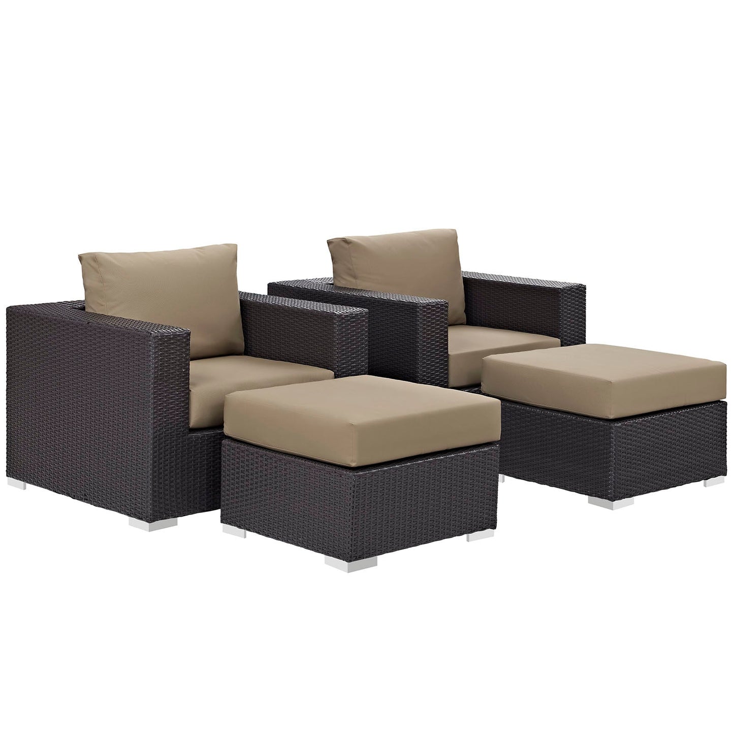 Convene 4 Piece Outdoor Patio Sectional Set Espresso