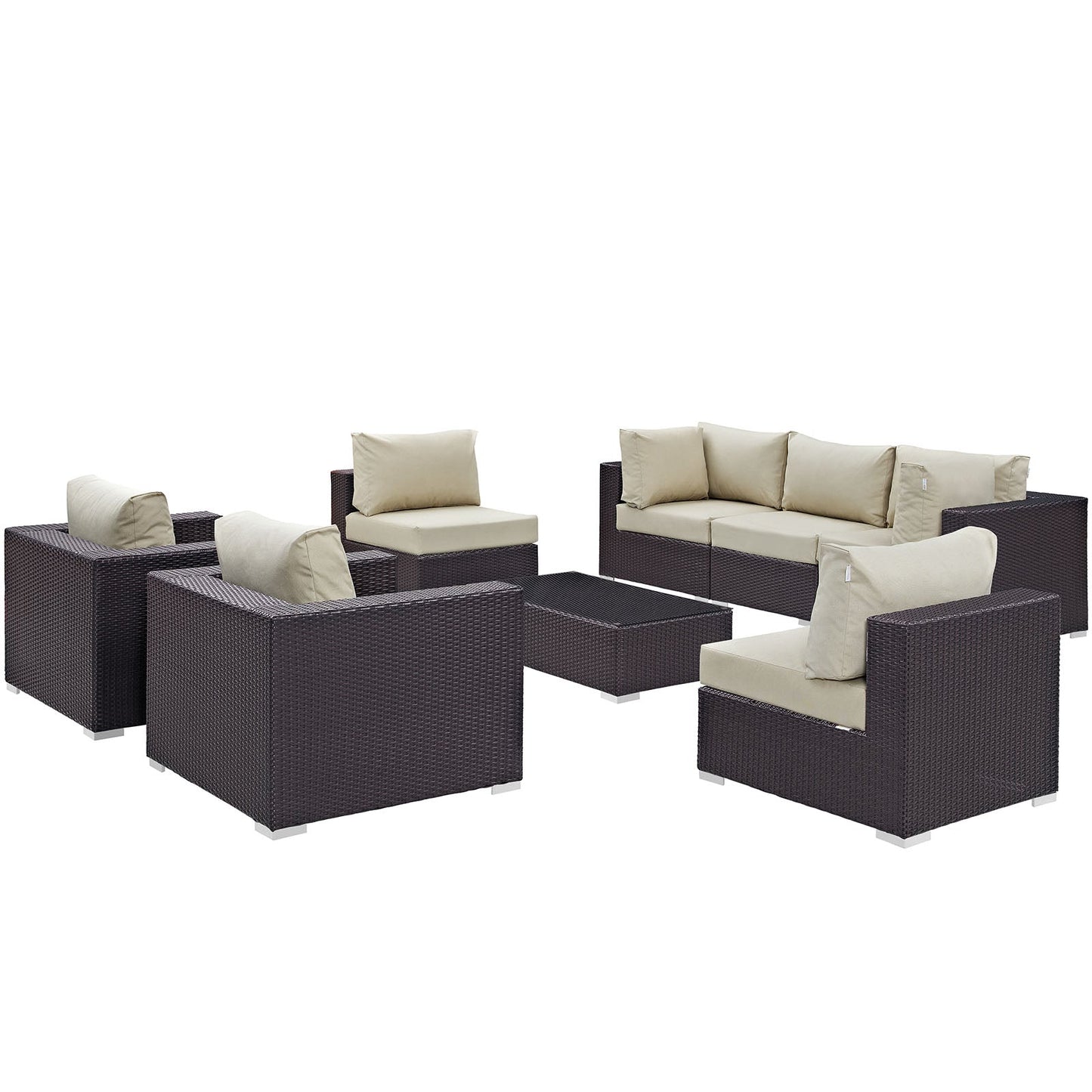 Convene 8 Piece Outdoor Patio Sectional Set Espresso
