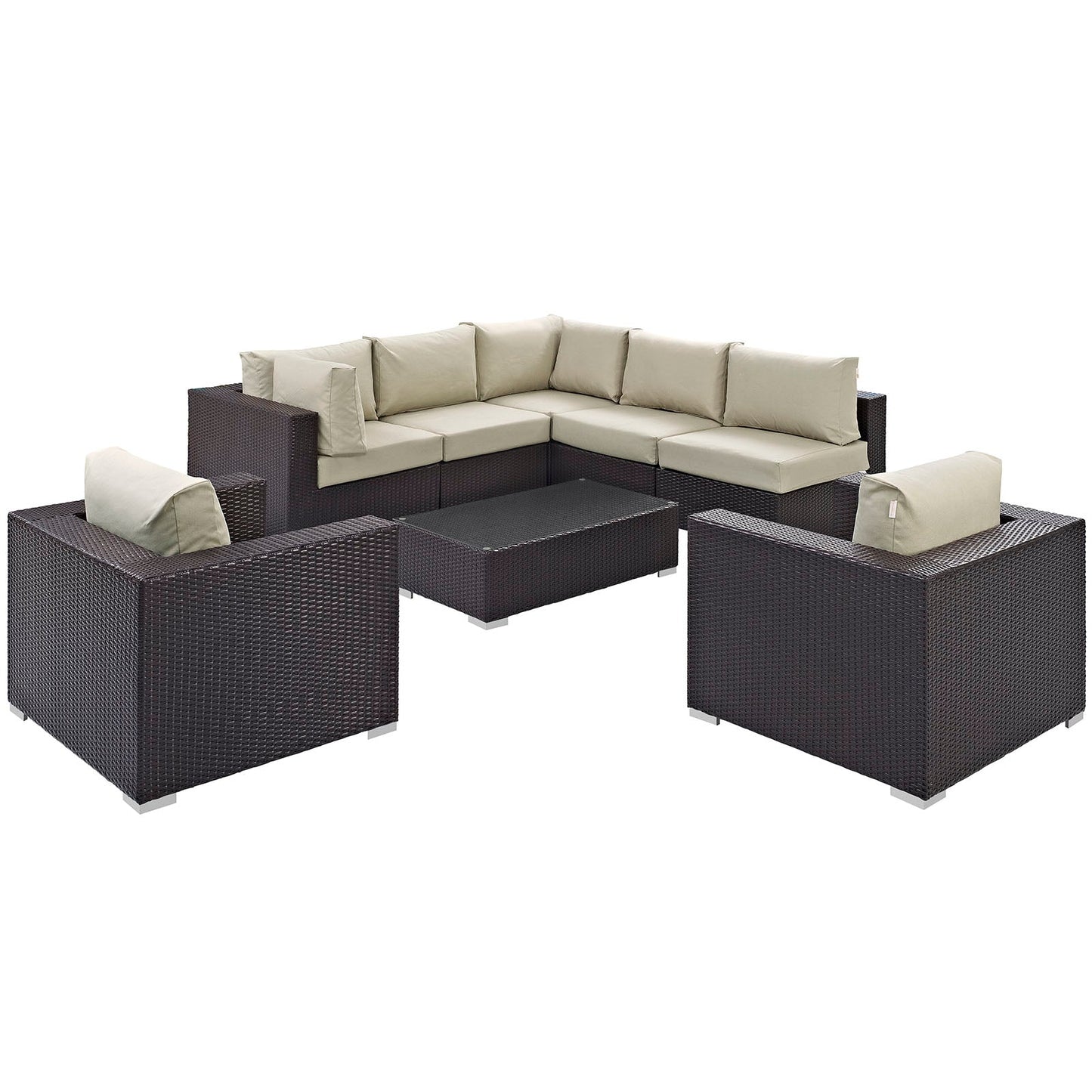 Convene 8 Piece Outdoor Patio Sectional Set Espresso