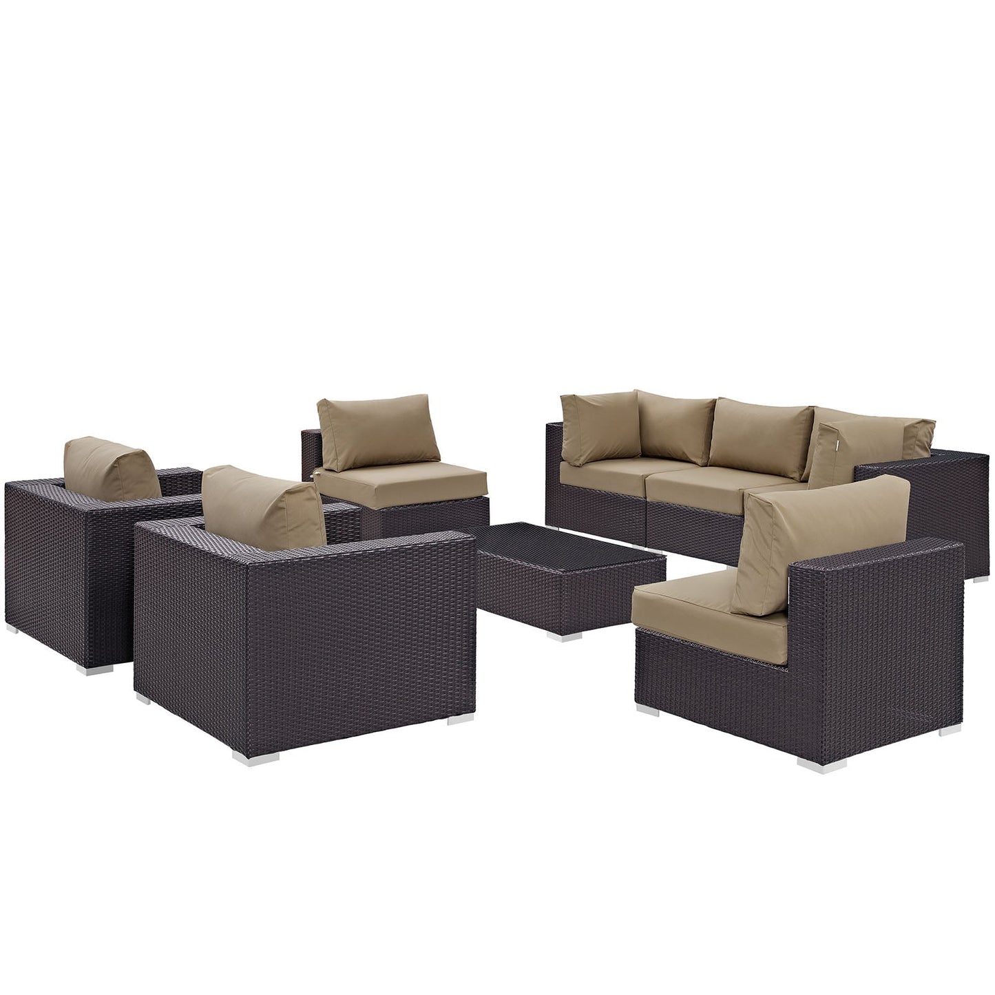 Convene 8 Piece Outdoor Patio Sectional Set Espresso