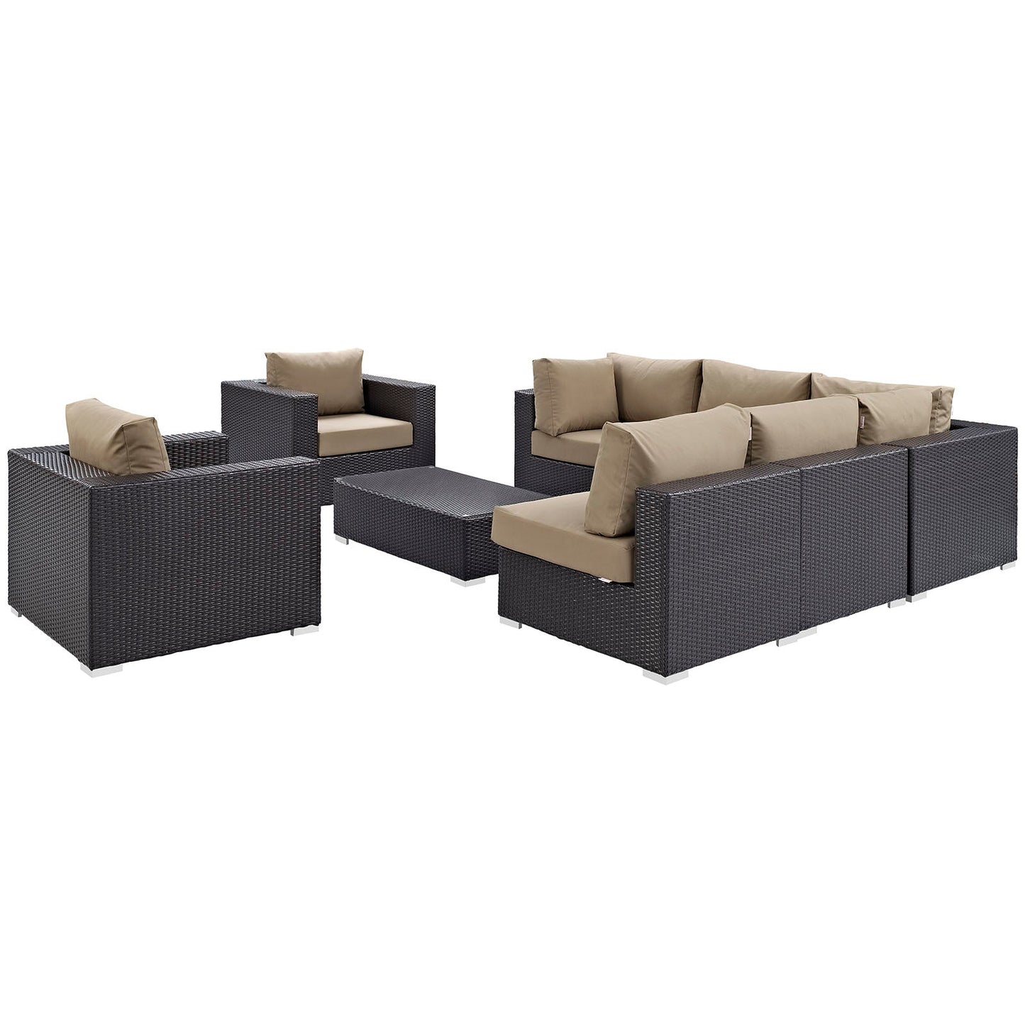 Convene 8 Piece Outdoor Patio Sectional Set Espresso