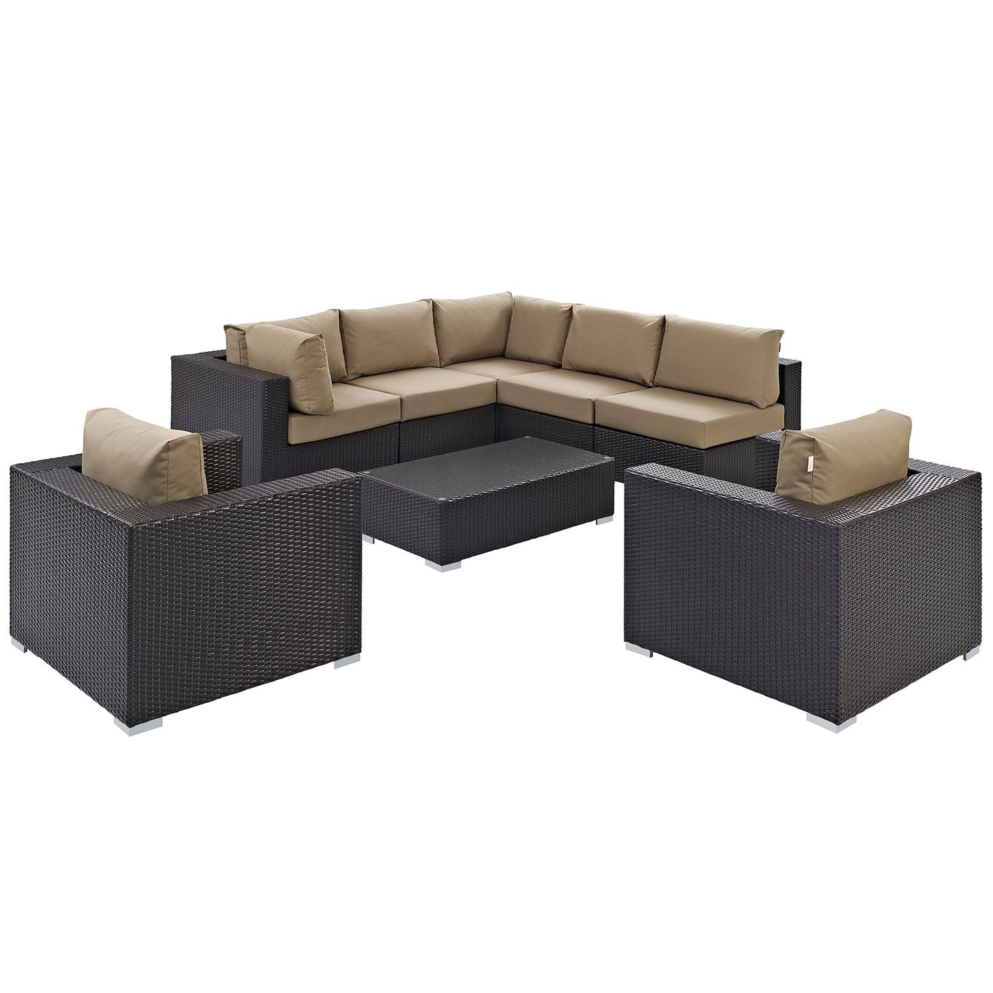 Convene 8 Piece Outdoor Patio Sectional Set Espresso