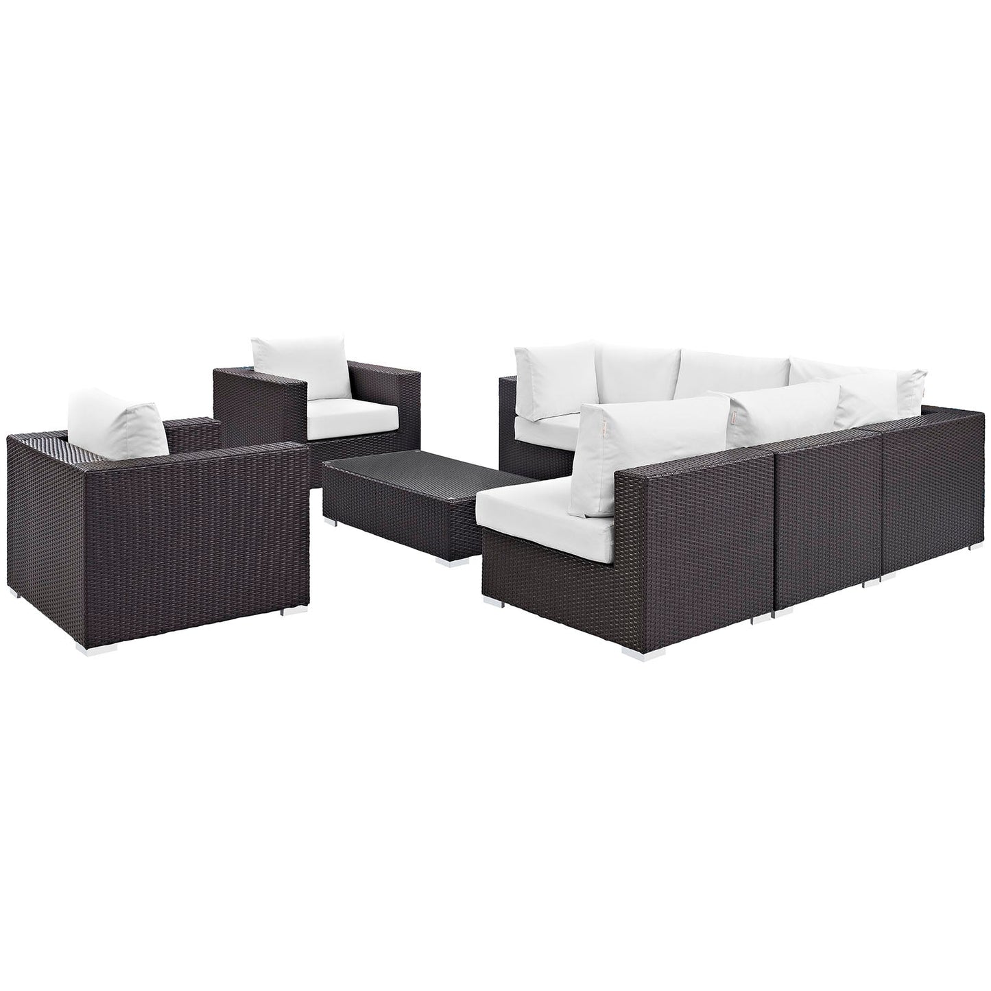 Convene 8 Piece Outdoor Patio Sectional Set Espresso
