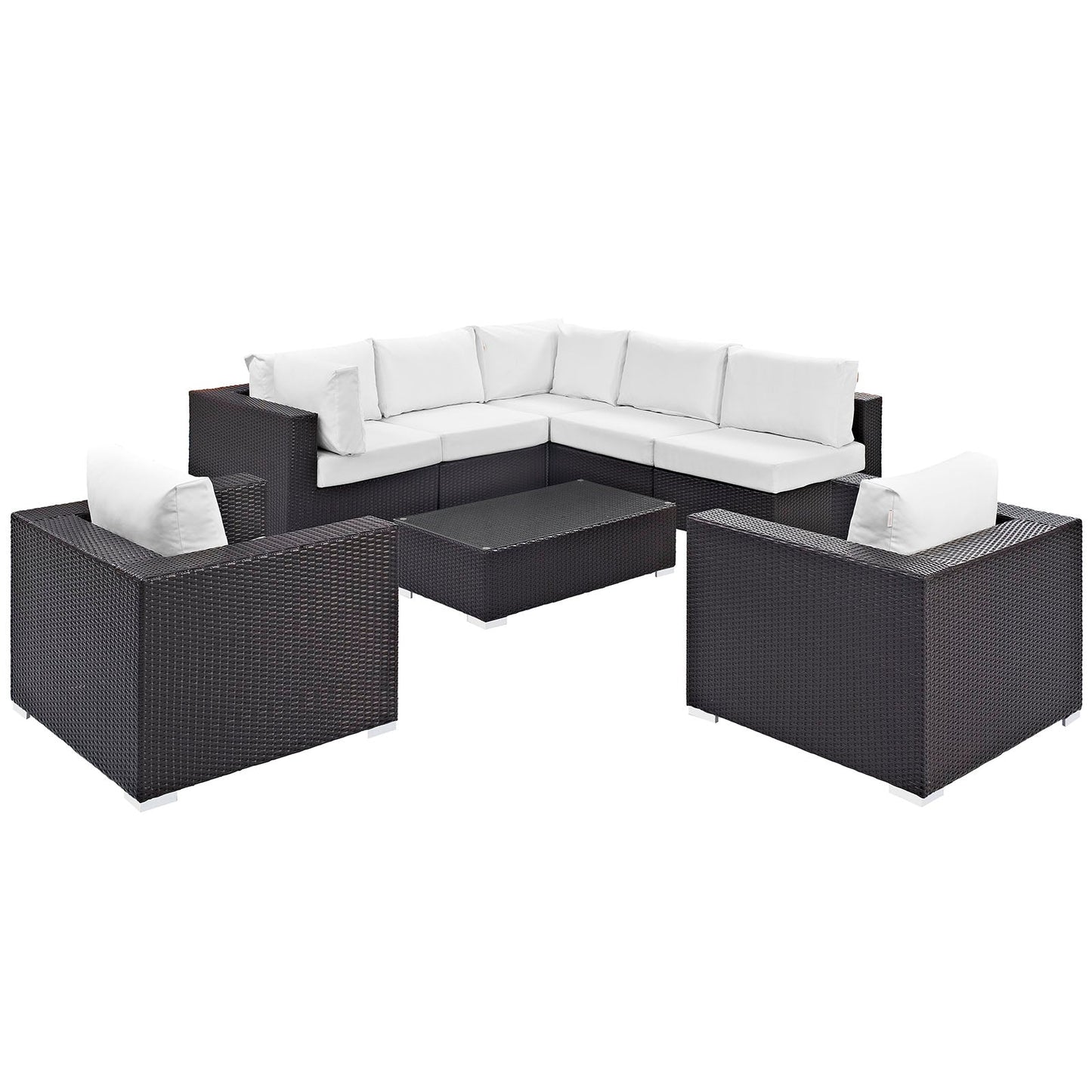 Convene 8 Piece Outdoor Patio Sectional Set Espresso