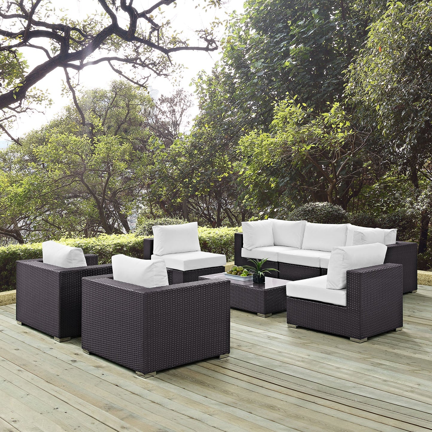 Convene 8 Piece Outdoor Patio Sectional Set Espresso