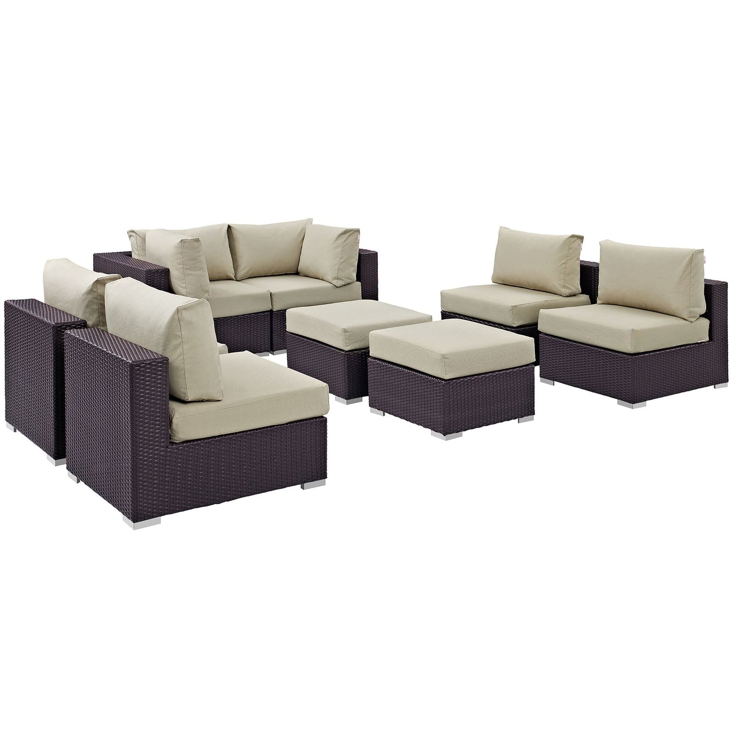 Convene 8 Piece Outdoor Patio Sectional Set Espresso