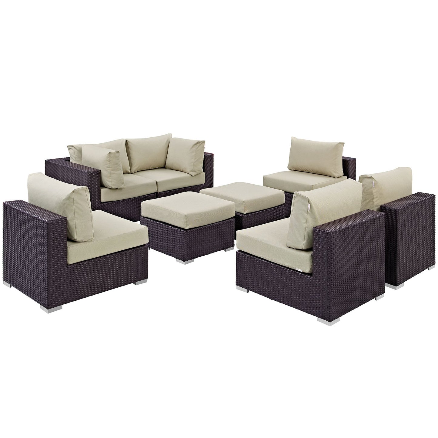 Convene 8 Piece Outdoor Patio Sectional Set Espresso
