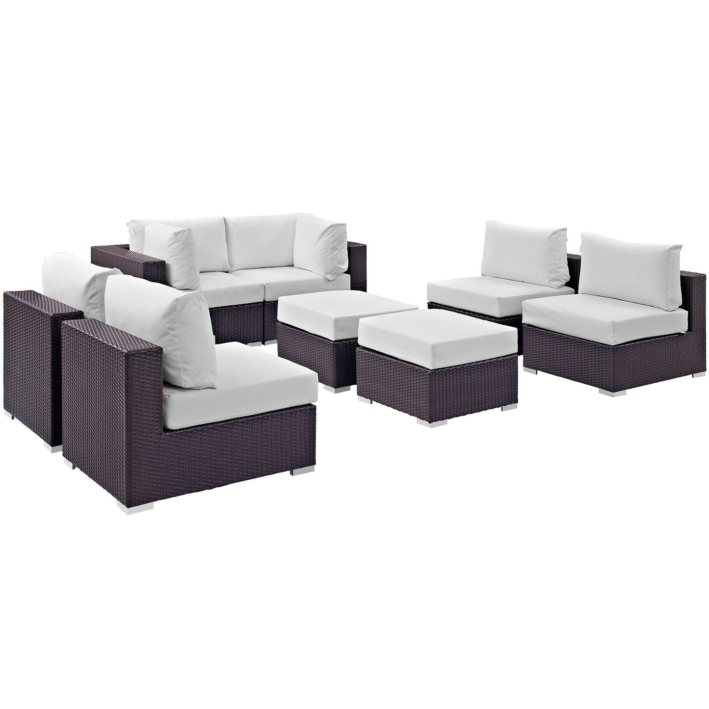 Convene 8 Piece Outdoor Patio Sectional Set Espresso