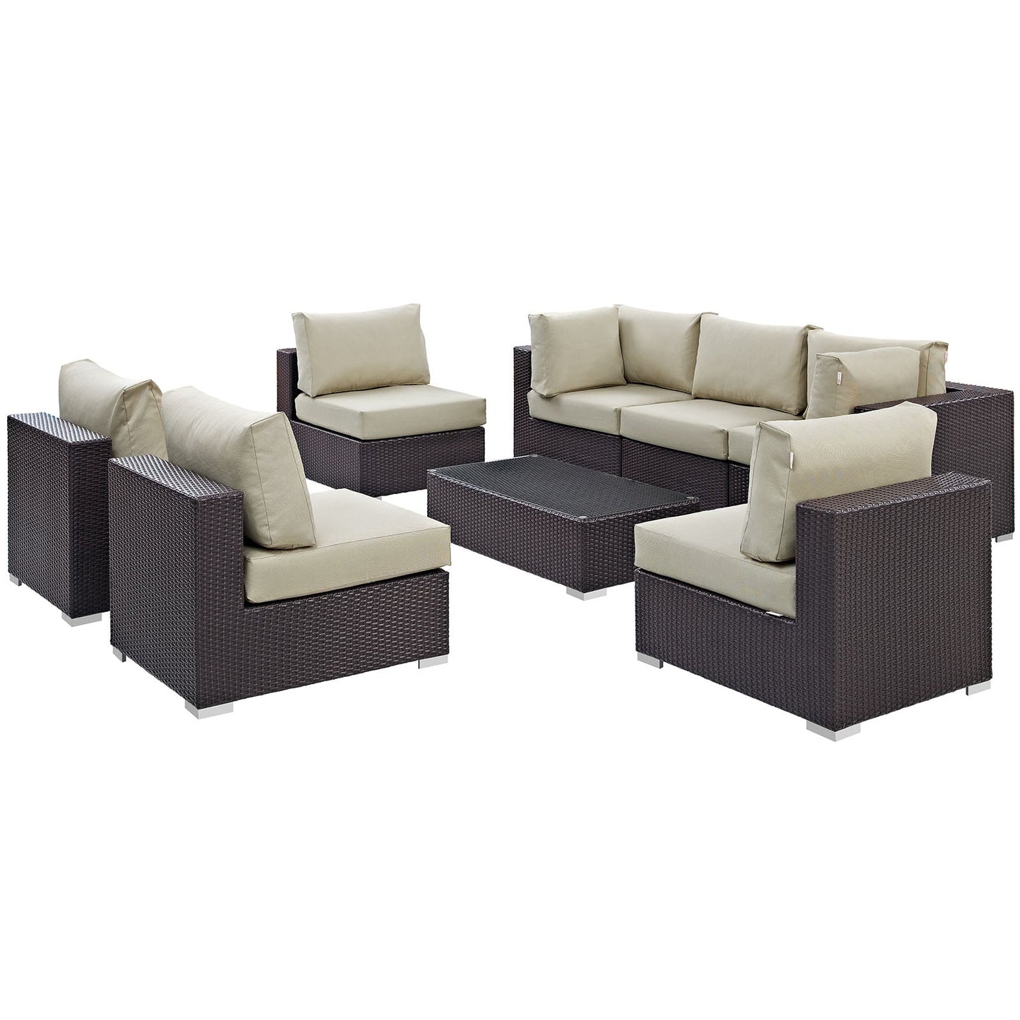 Convene 8 Piece Outdoor Patio Sectional Set Espresso