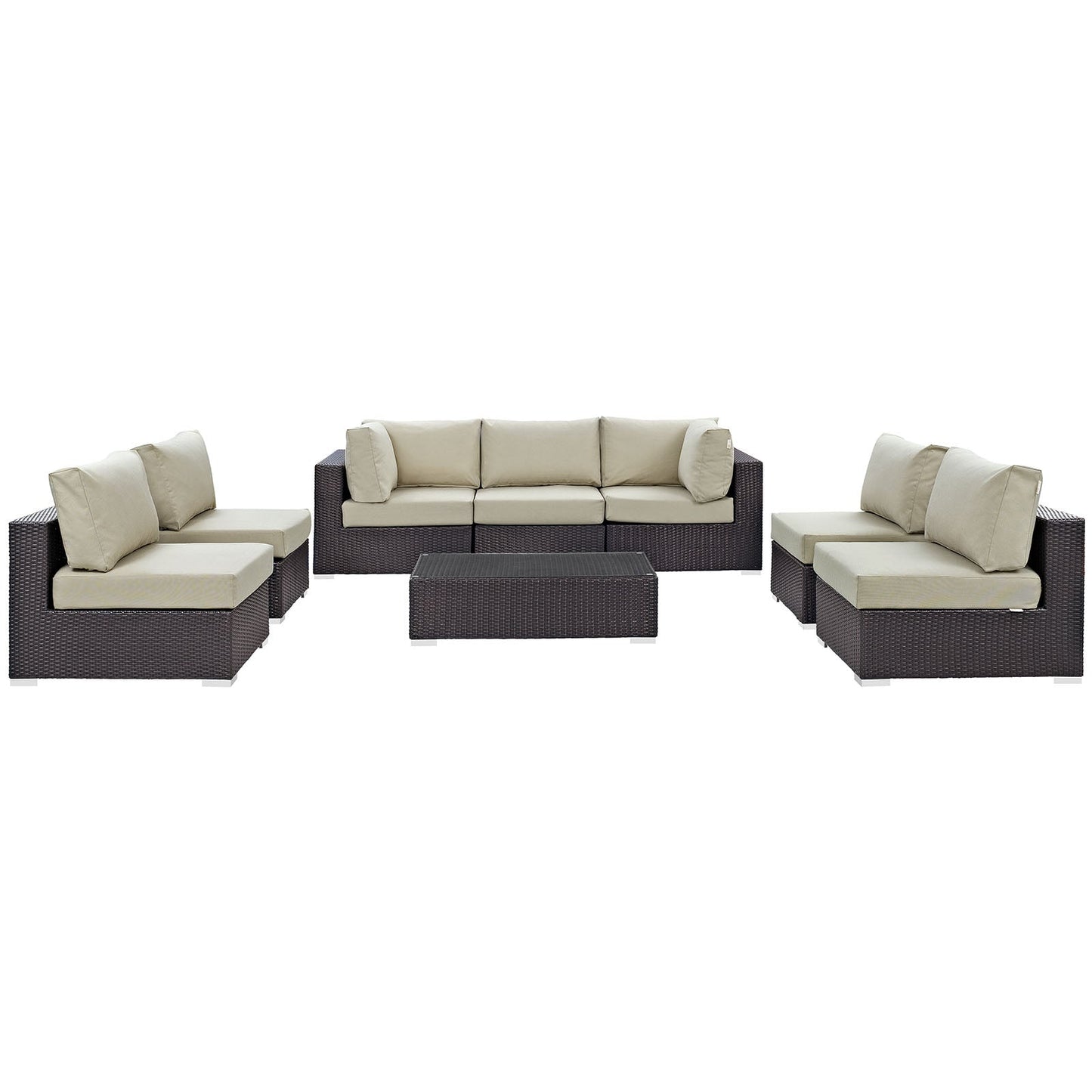Convene 8 Piece Outdoor Patio Sectional Set Espresso