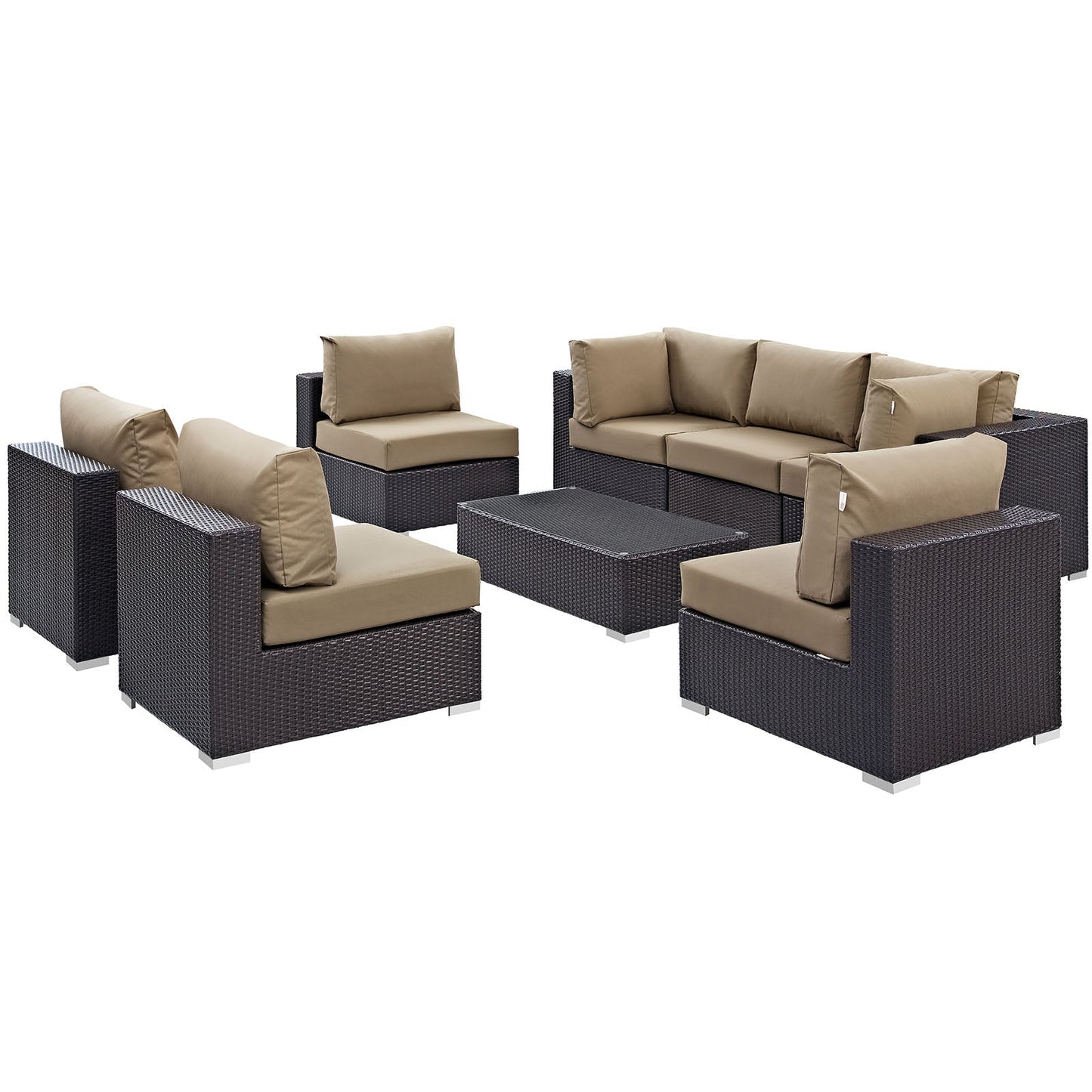Convene 8 Piece Outdoor Patio Sectional Set Espresso