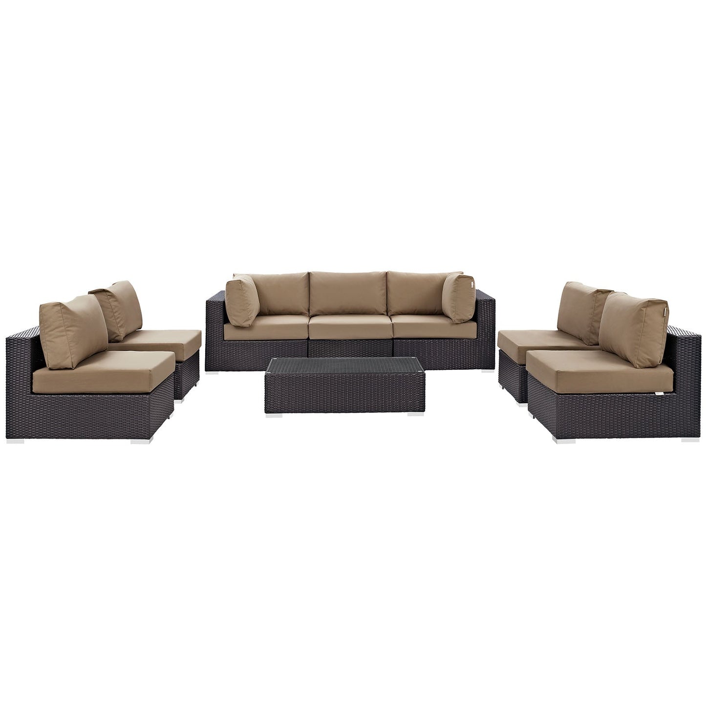 Convene 8 Piece Outdoor Patio Sectional Set Espresso