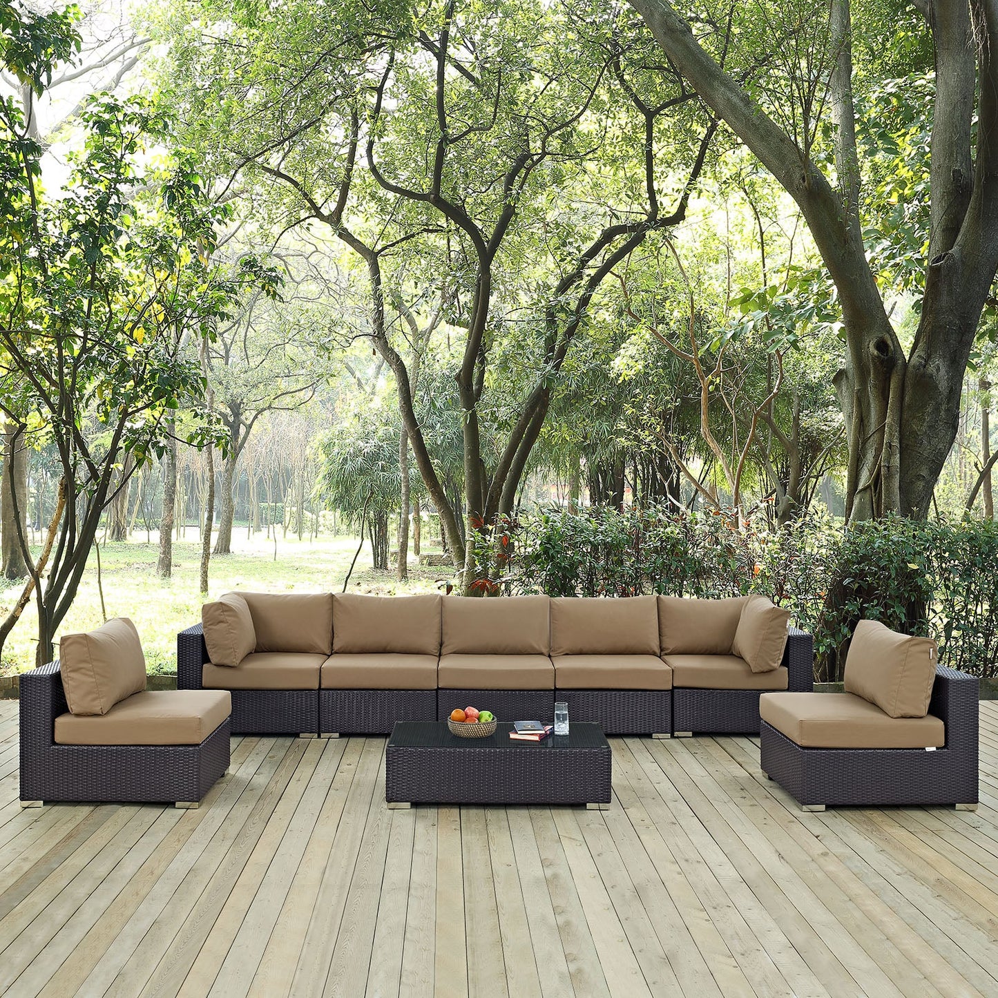Convene 8 Piece Outdoor Patio Sectional Set Espresso