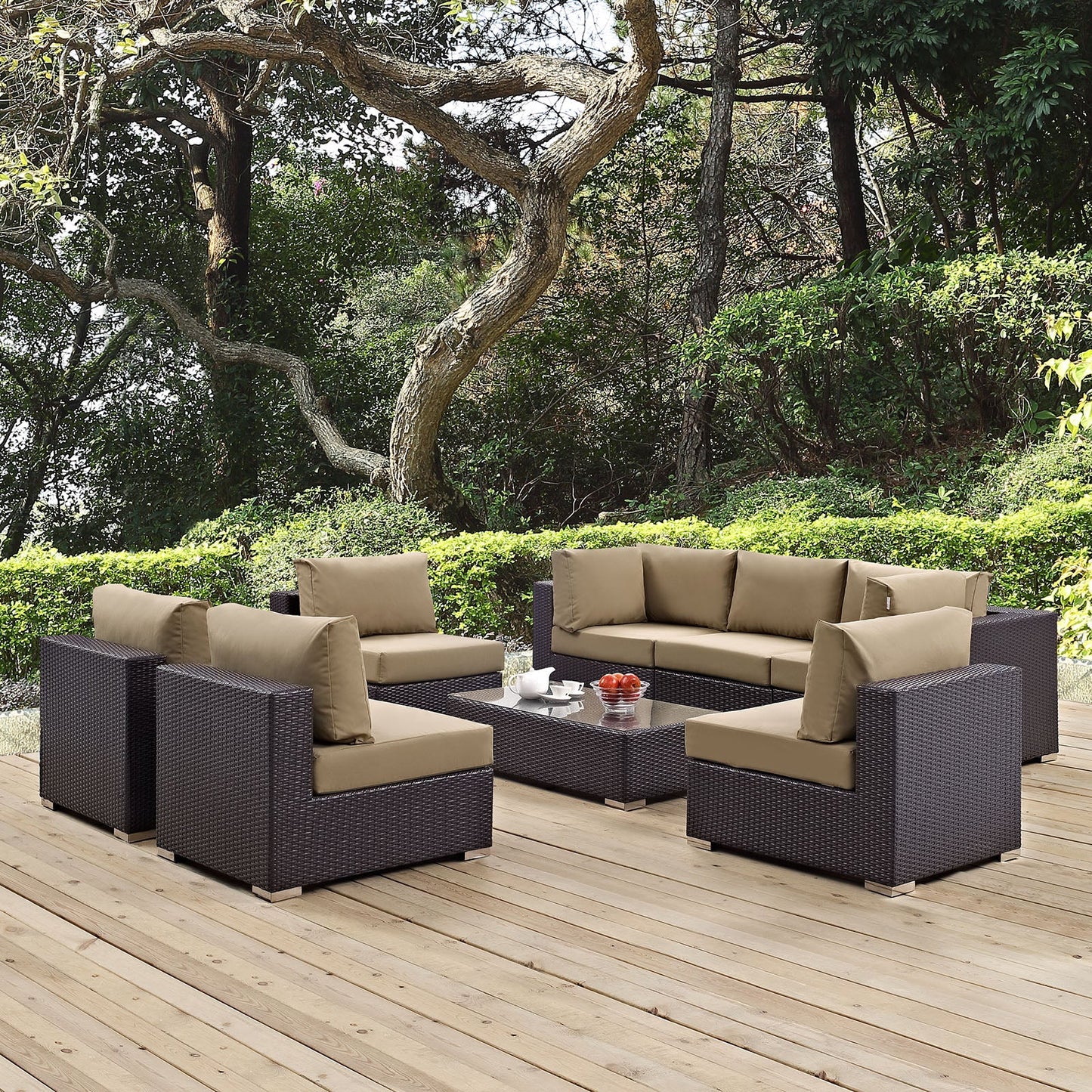 Convene 8 Piece Outdoor Patio Sectional Set Espresso