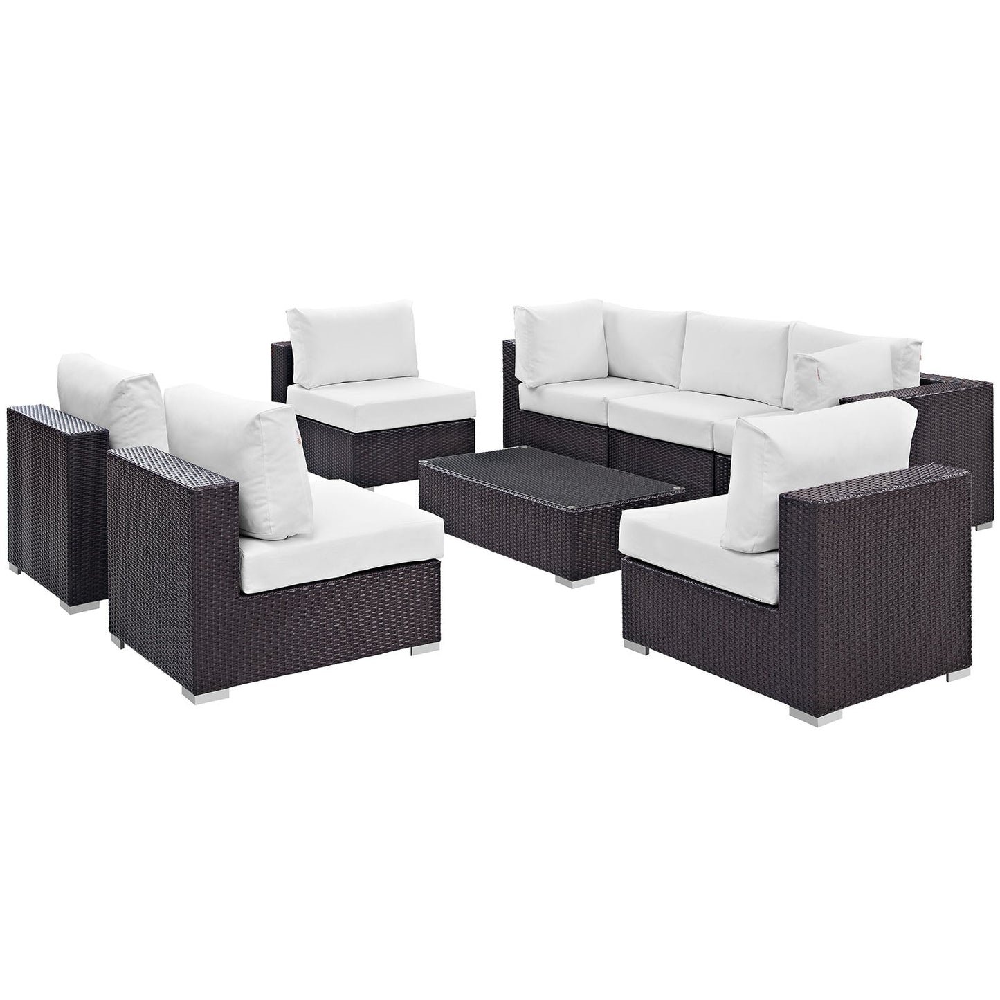 Convene 8 Piece Outdoor Patio Sectional Set Espresso