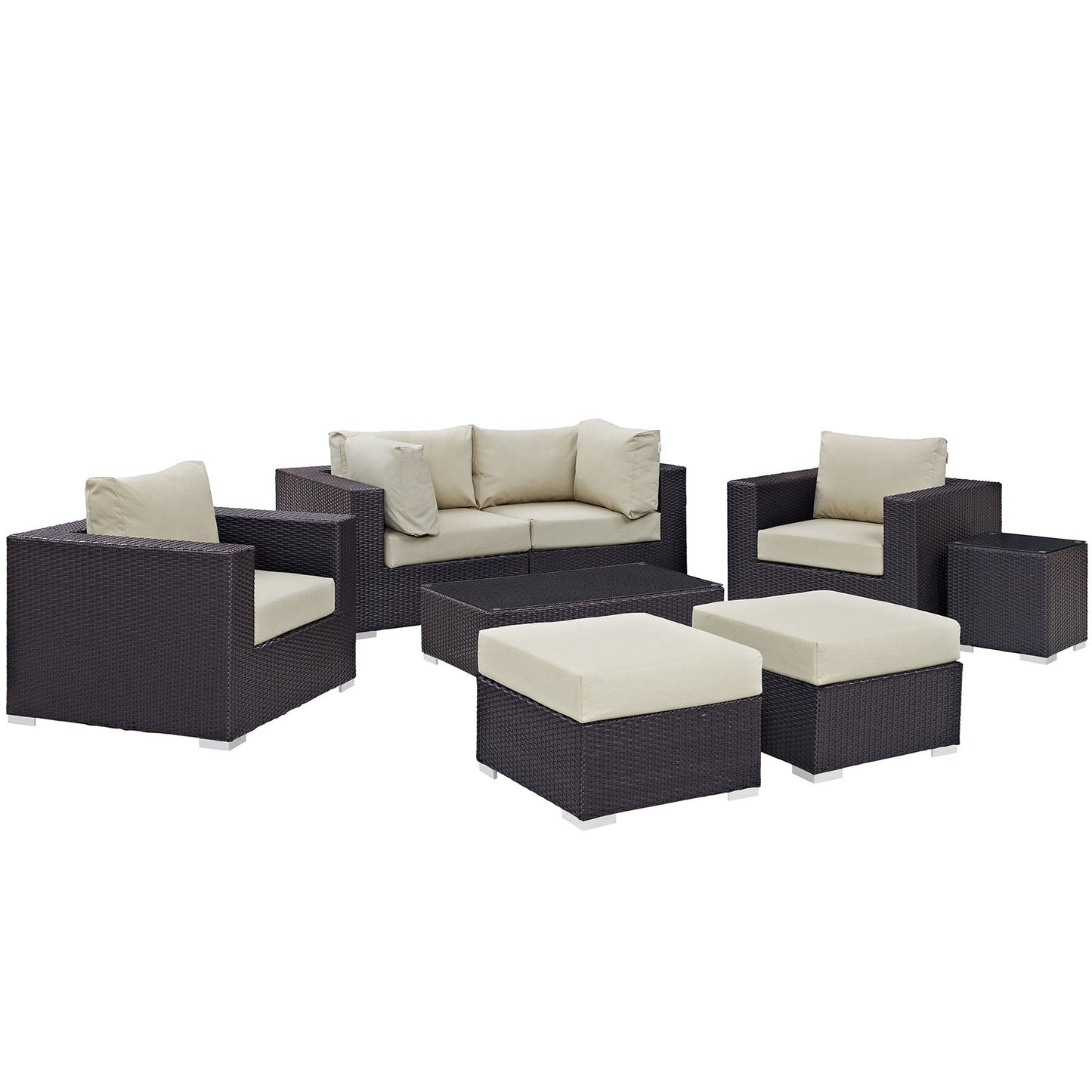 Convene 8 Piece Outdoor Patio Sectional Set Espresso