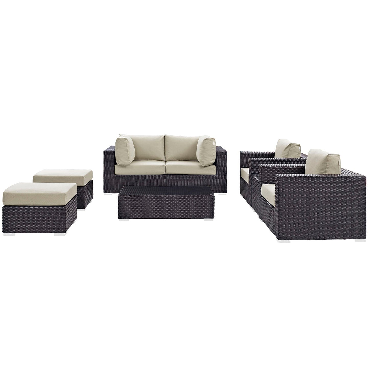 Convene 8 Piece Outdoor Patio Sectional Set Espresso