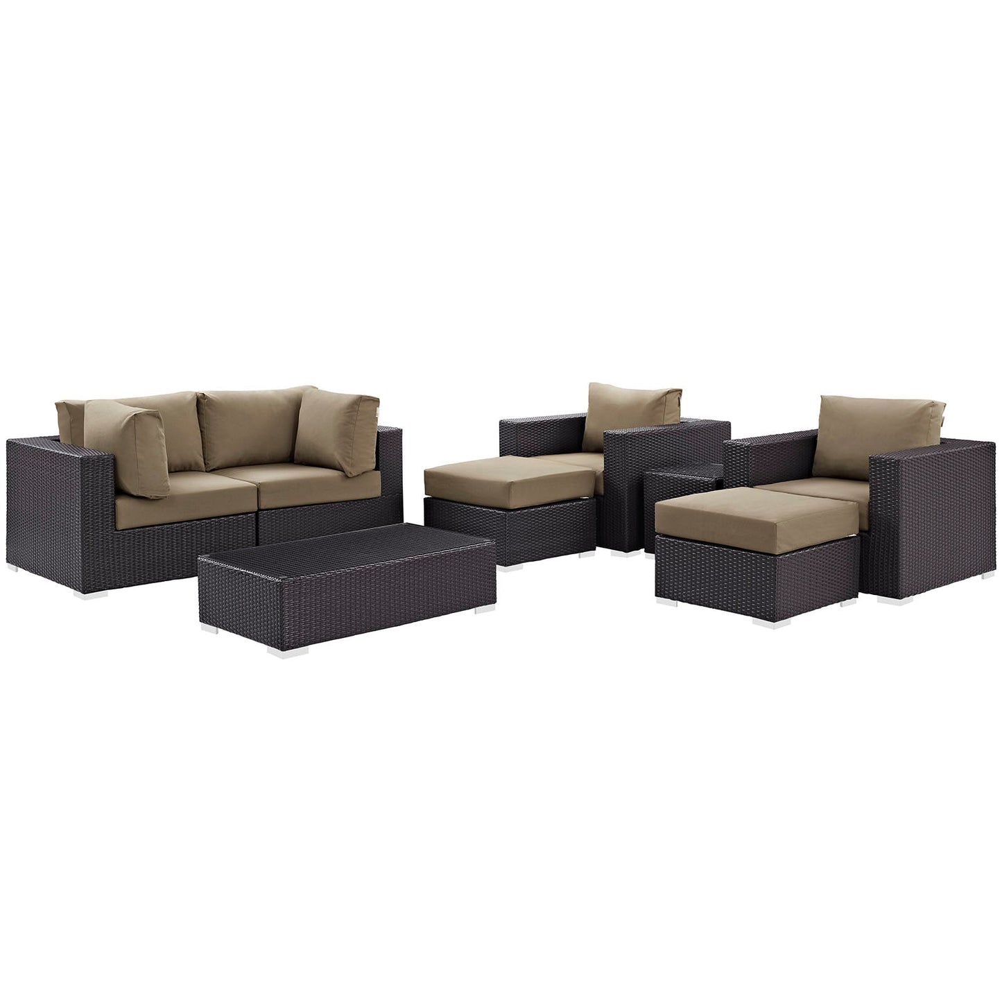 Convene 8 Piece Outdoor Patio Sectional Set Espresso