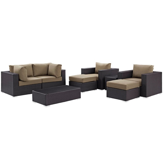 Convene 8 Piece Outdoor Patio Sectional Set Espresso