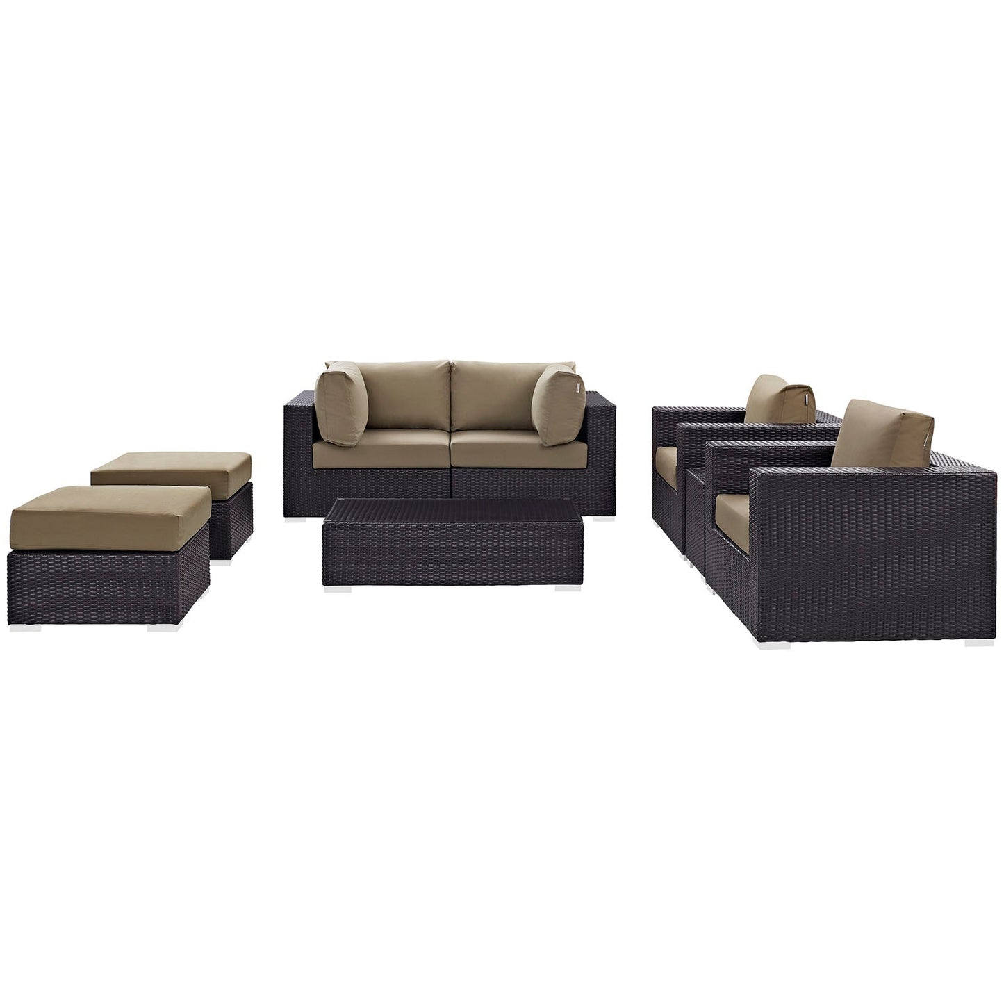 Convene 8 Piece Outdoor Patio Sectional Set Espresso