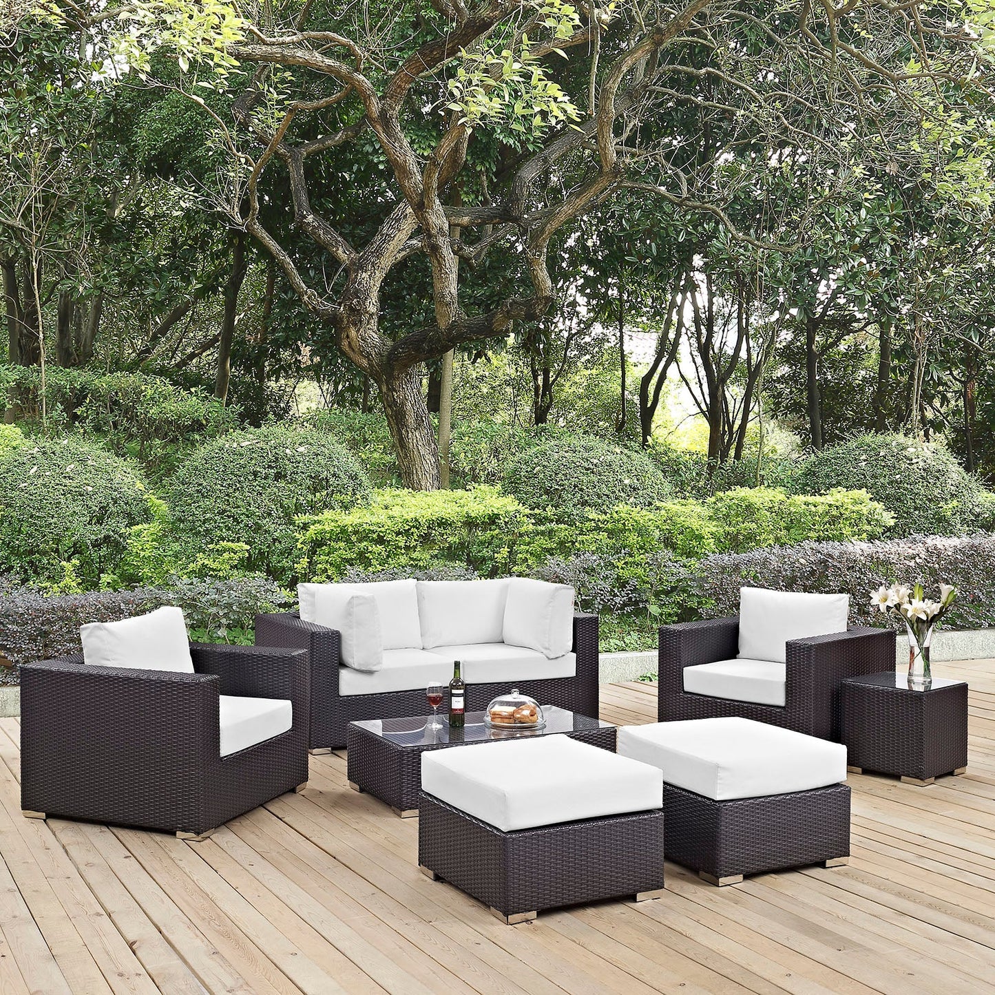 Convene 8 Piece Outdoor Patio Sectional Set Espresso