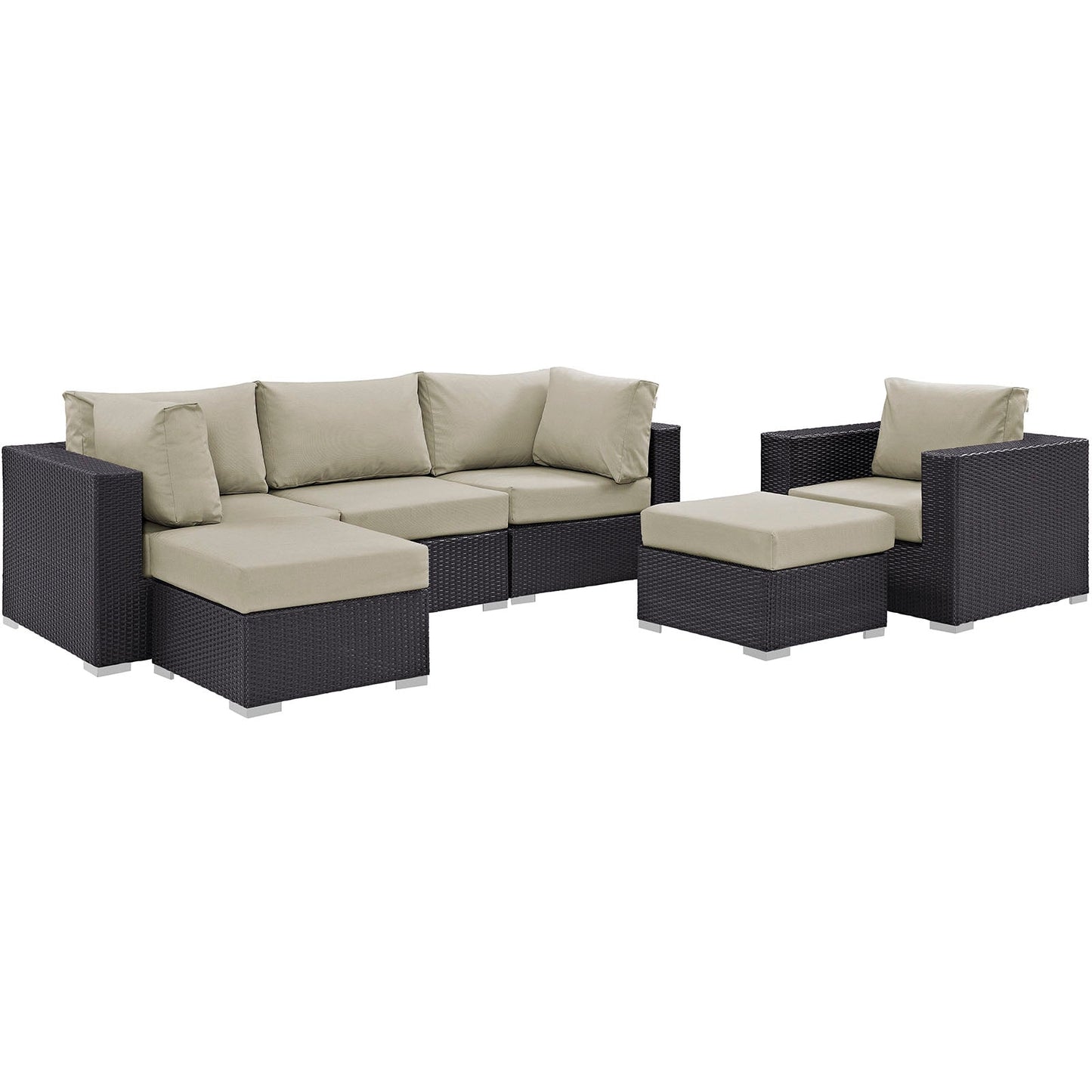 Convene 6 Piece Outdoor Patio Sectional Set Espresso