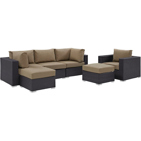Convene 6 Piece Outdoor Patio Sectional Set Espresso