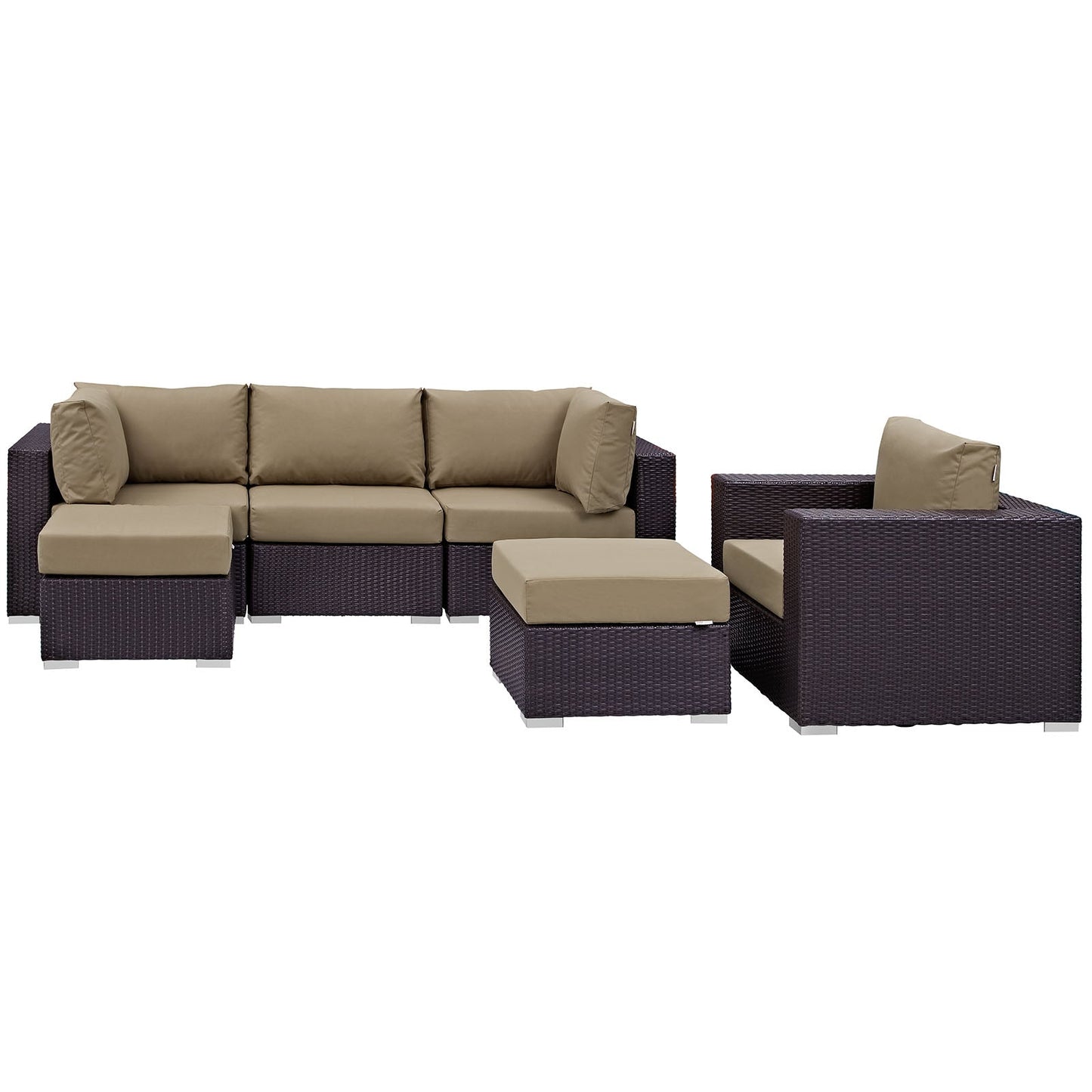 Convene 6 Piece Outdoor Patio Sectional Set Espresso