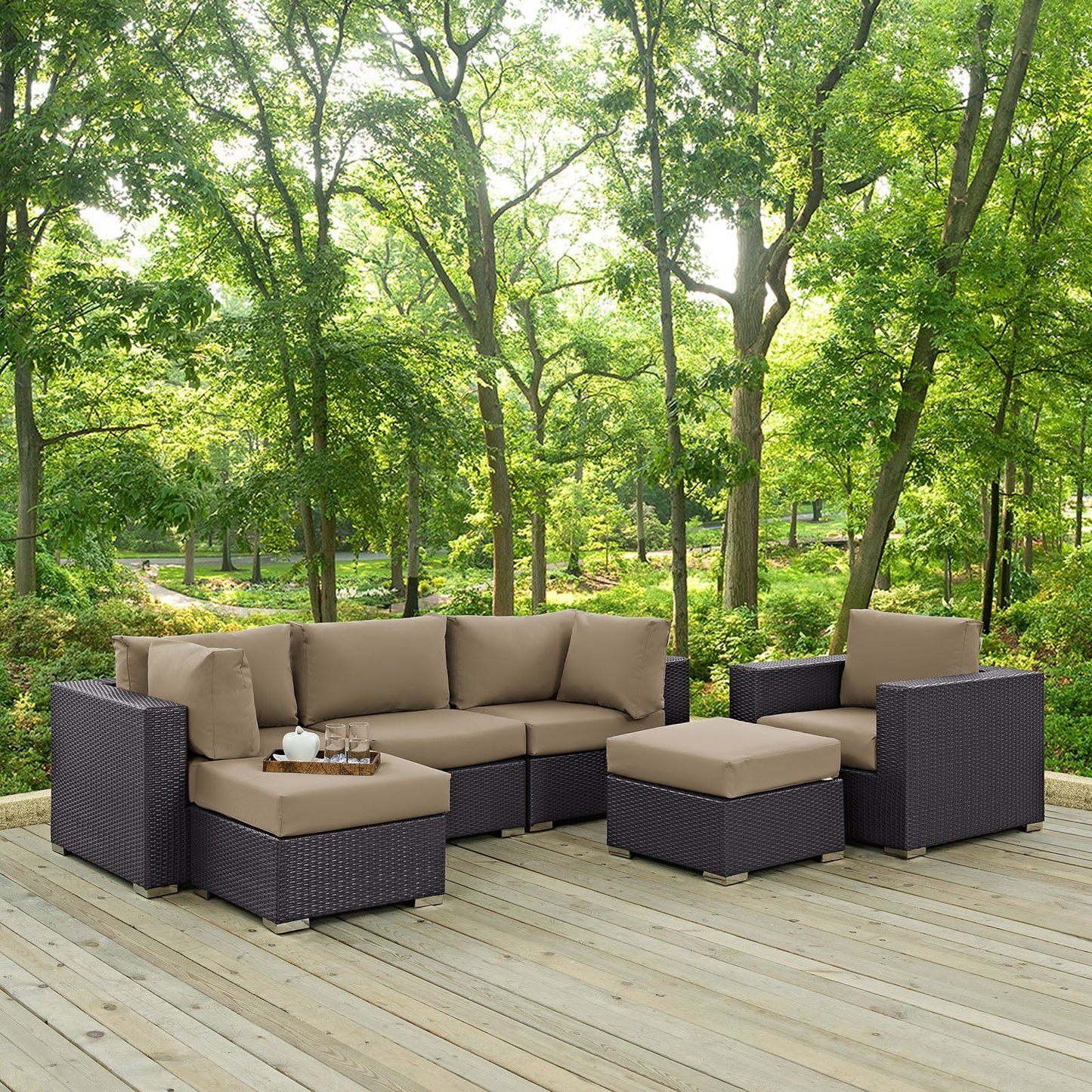 Convene 6 Piece Outdoor Patio Sectional Set Espresso
