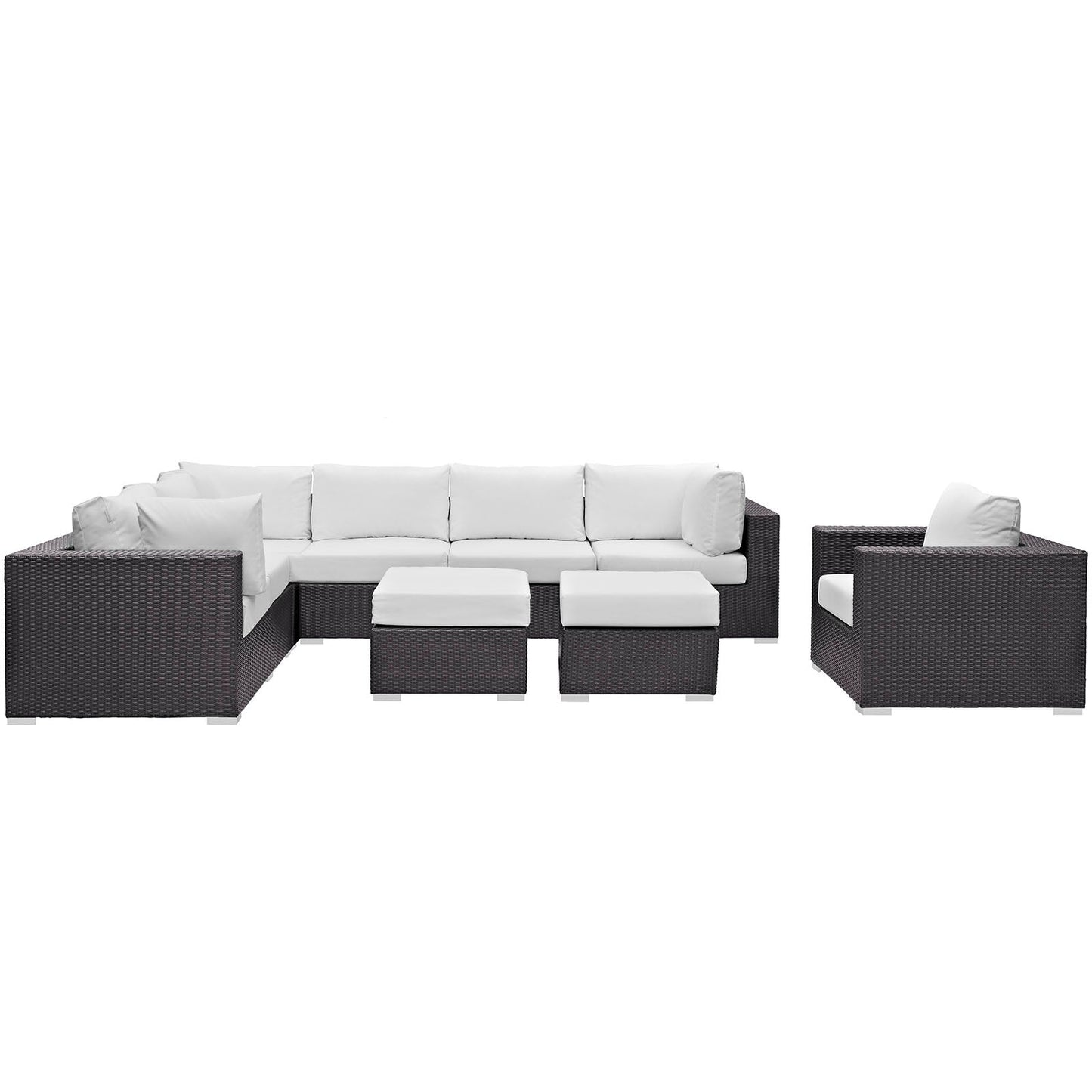 Convene 9 Piece Outdoor Patio Sectional Set Espresso